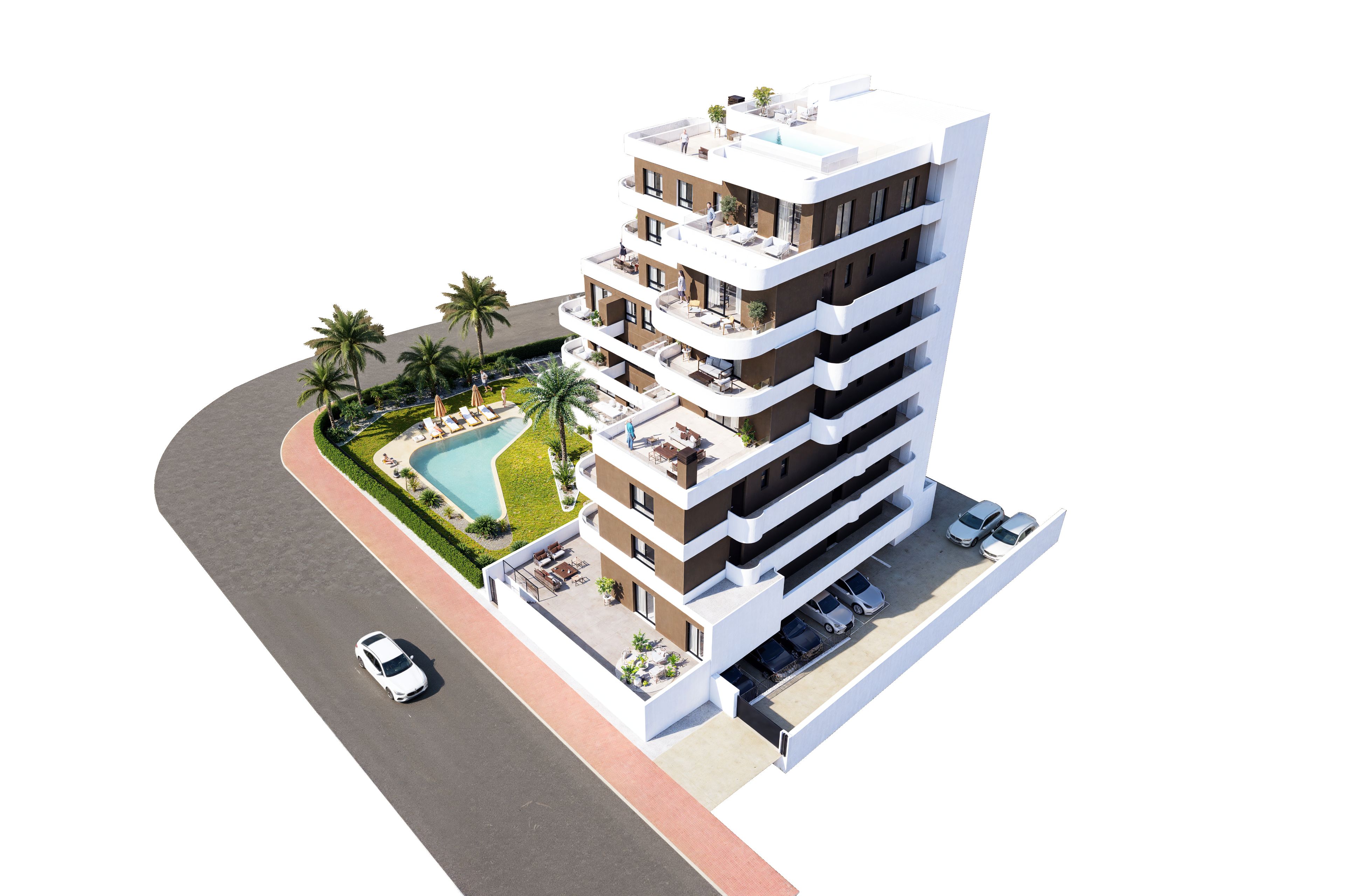 Pool area in penthouse for sale in Guardamar del Segura