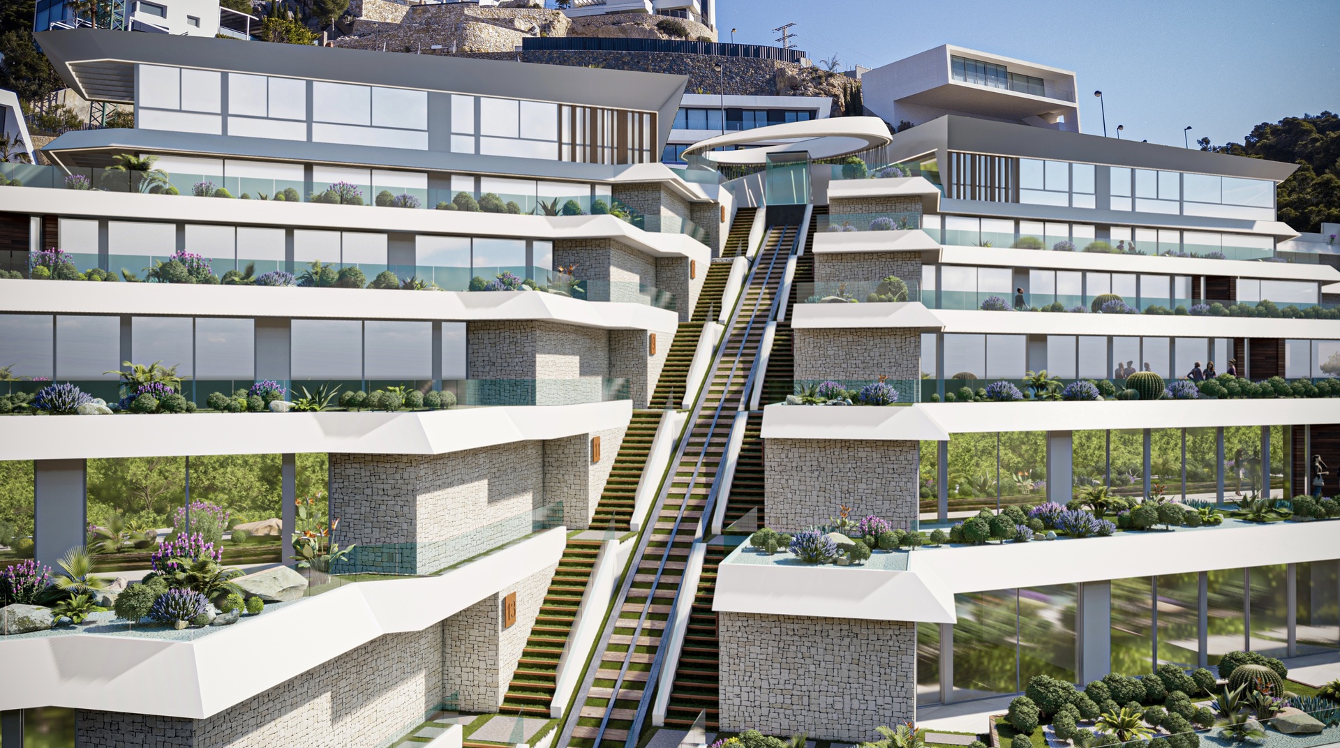 Pool area in penthouse for sale in Pueblo Mascarat
