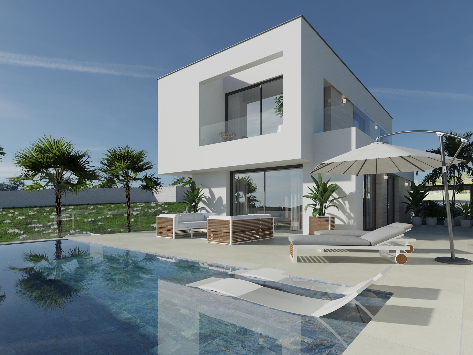 Pool area in villa for sale in Ciudad Quesada