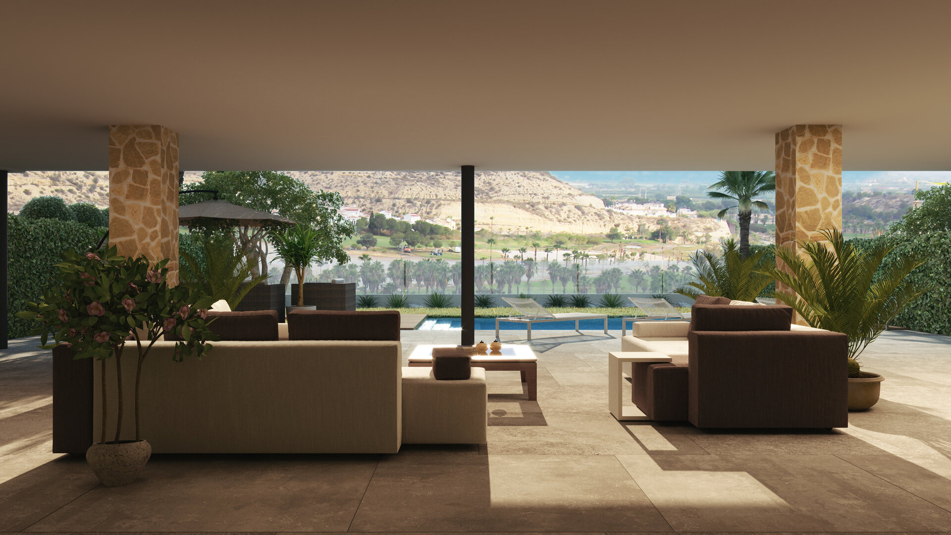 Pool area in villa for sale in Rojales