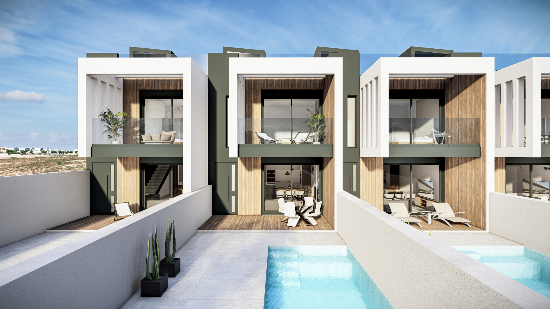 Located in the charming setting of Pilar de la Horadada, these townhouses offer a perfect blend of c