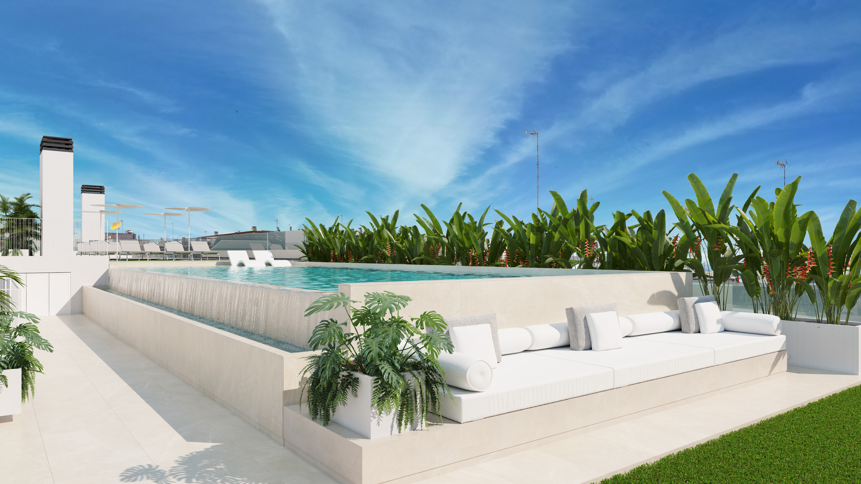 Pool area in apartment for sale in Guardamar del Segura