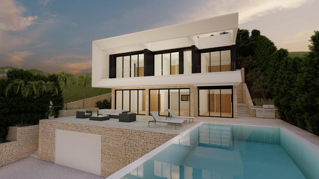 Pool area in villa for sale in Altea