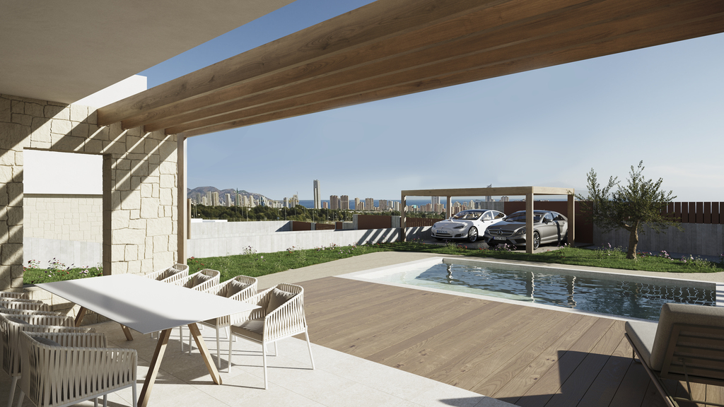 Pool area in villa for sale in Finestrat