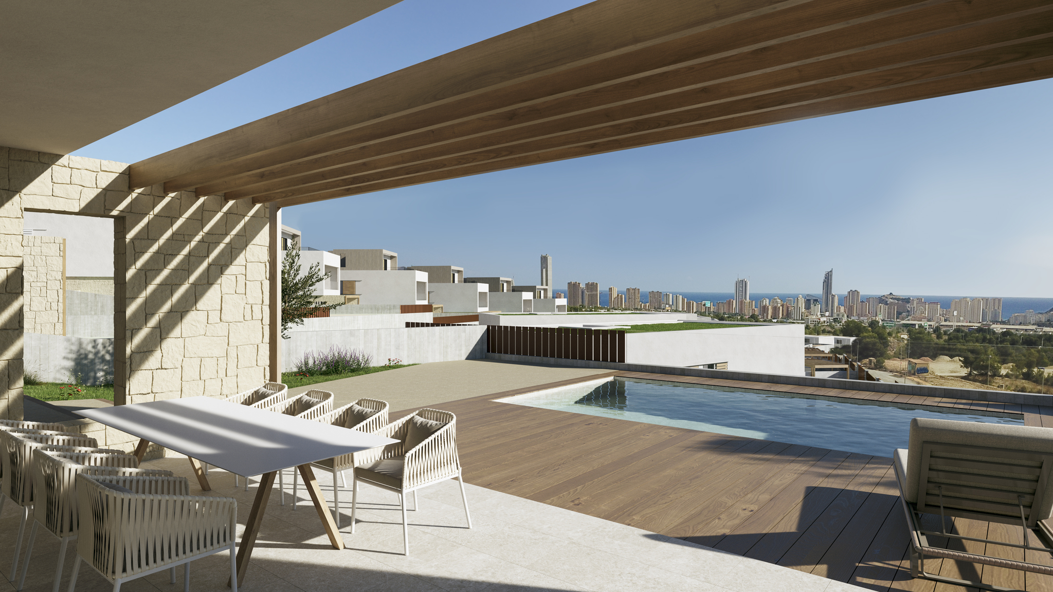Pool area in villa for sale in Finestrat