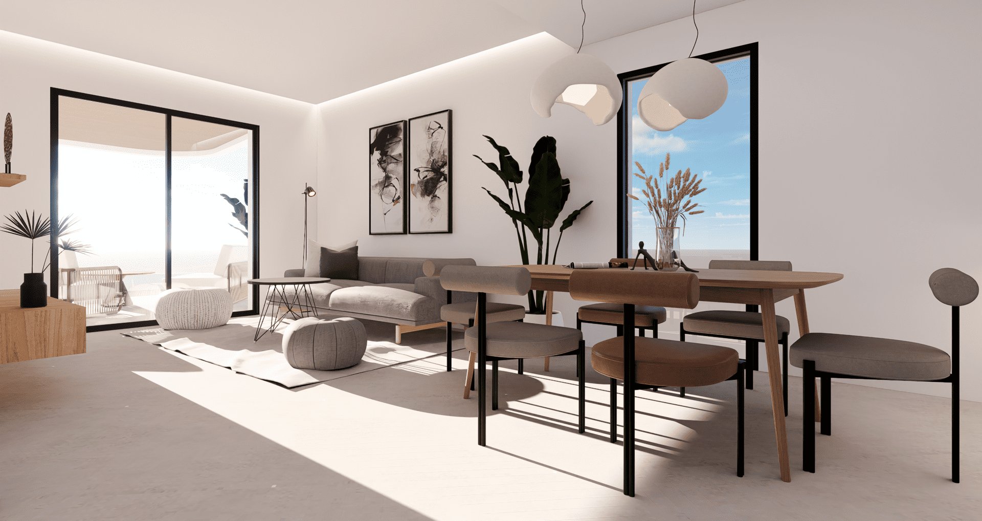 Living room in penthouse for sale in Finestrat