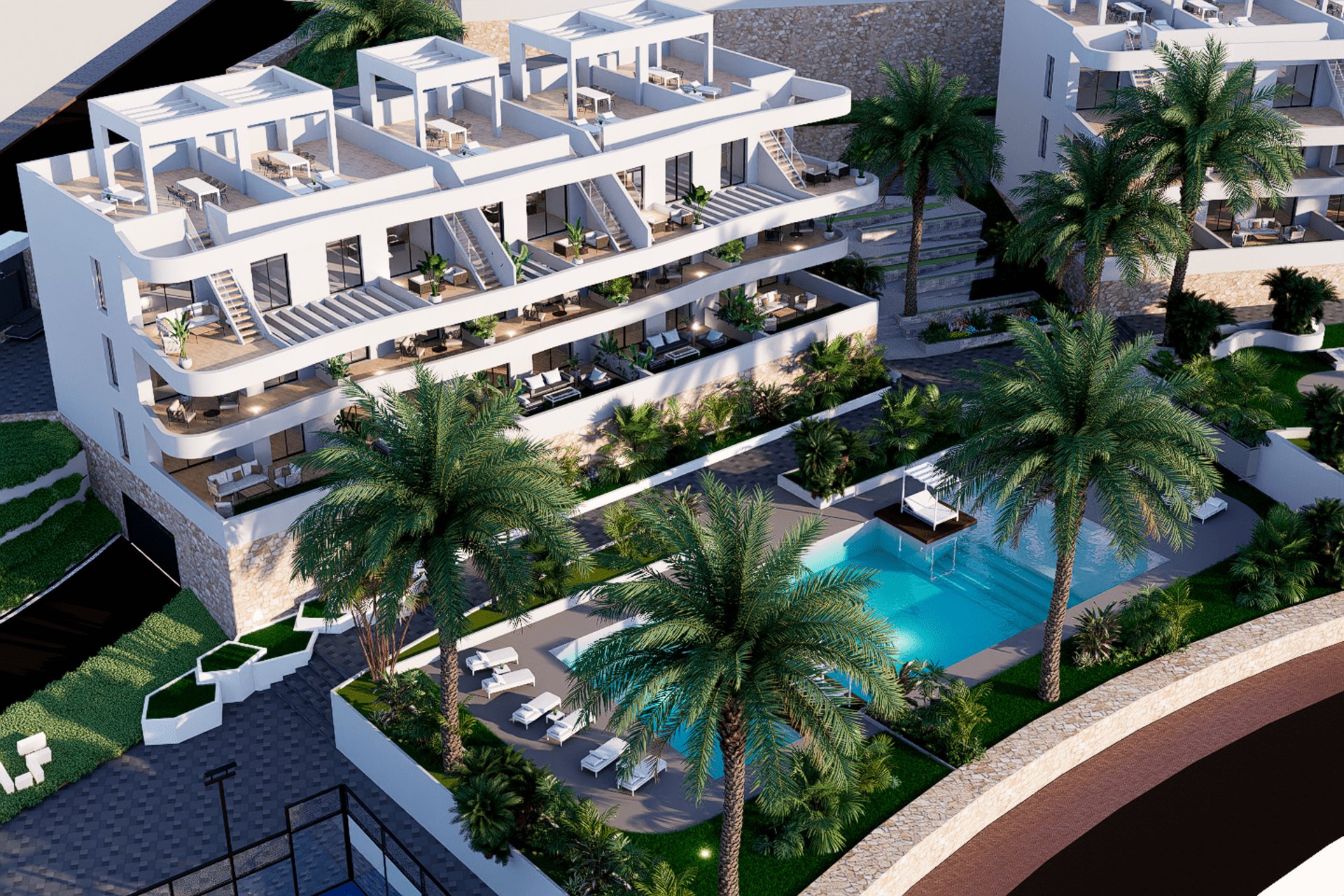 Pool area in penthouse for sale in Finestrat