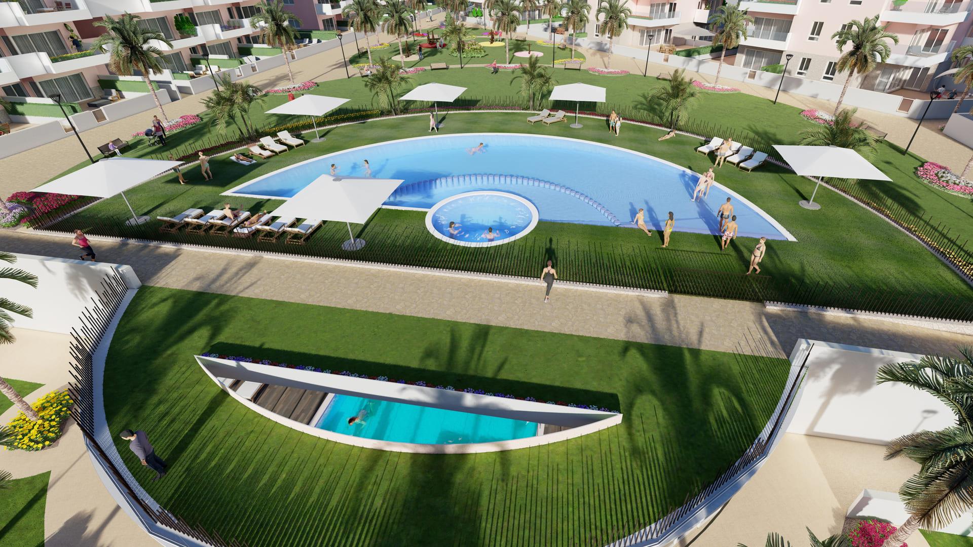 Pool area in penthouse for sale in Guardamar del Segura