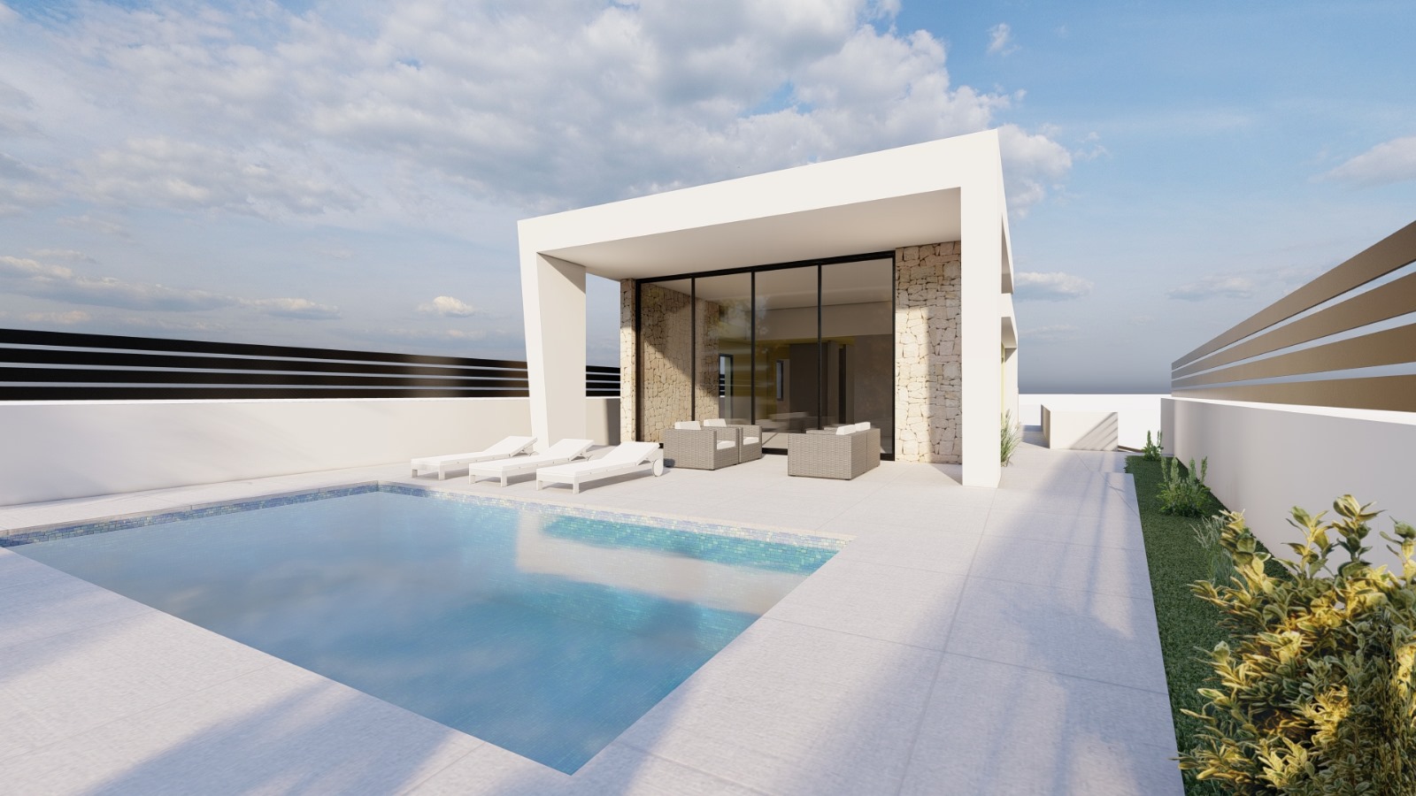 Pool area in villa for sale in Torrevieja