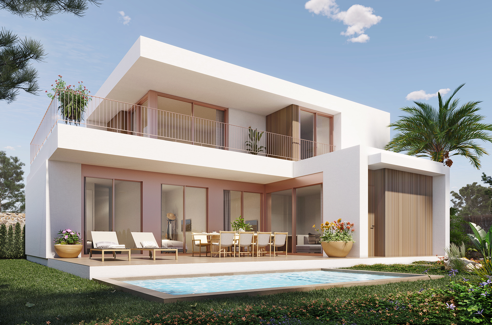 Pool area in villa for sale in Orihuela Costa