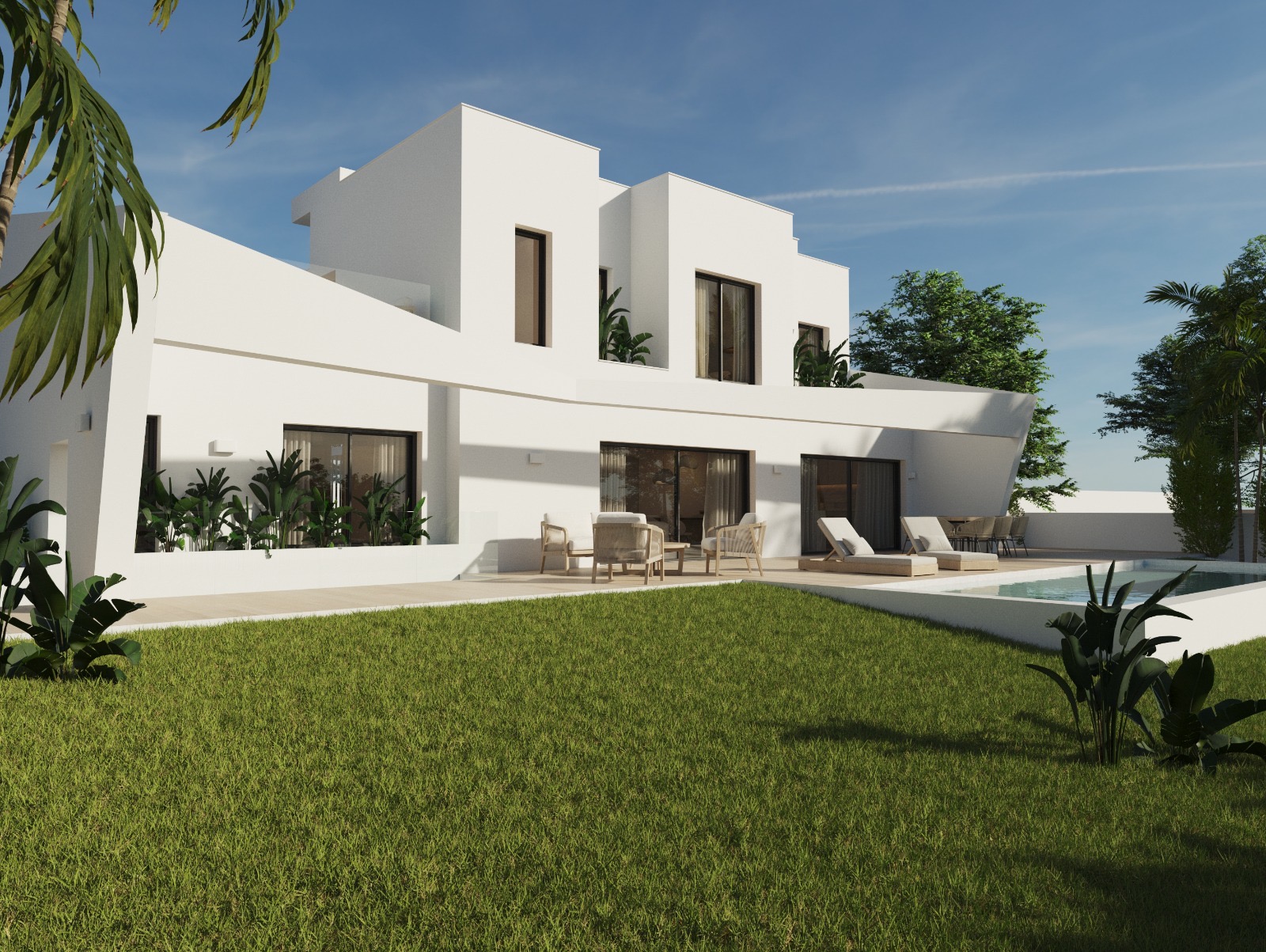 Pool area in villa for sale in Polop