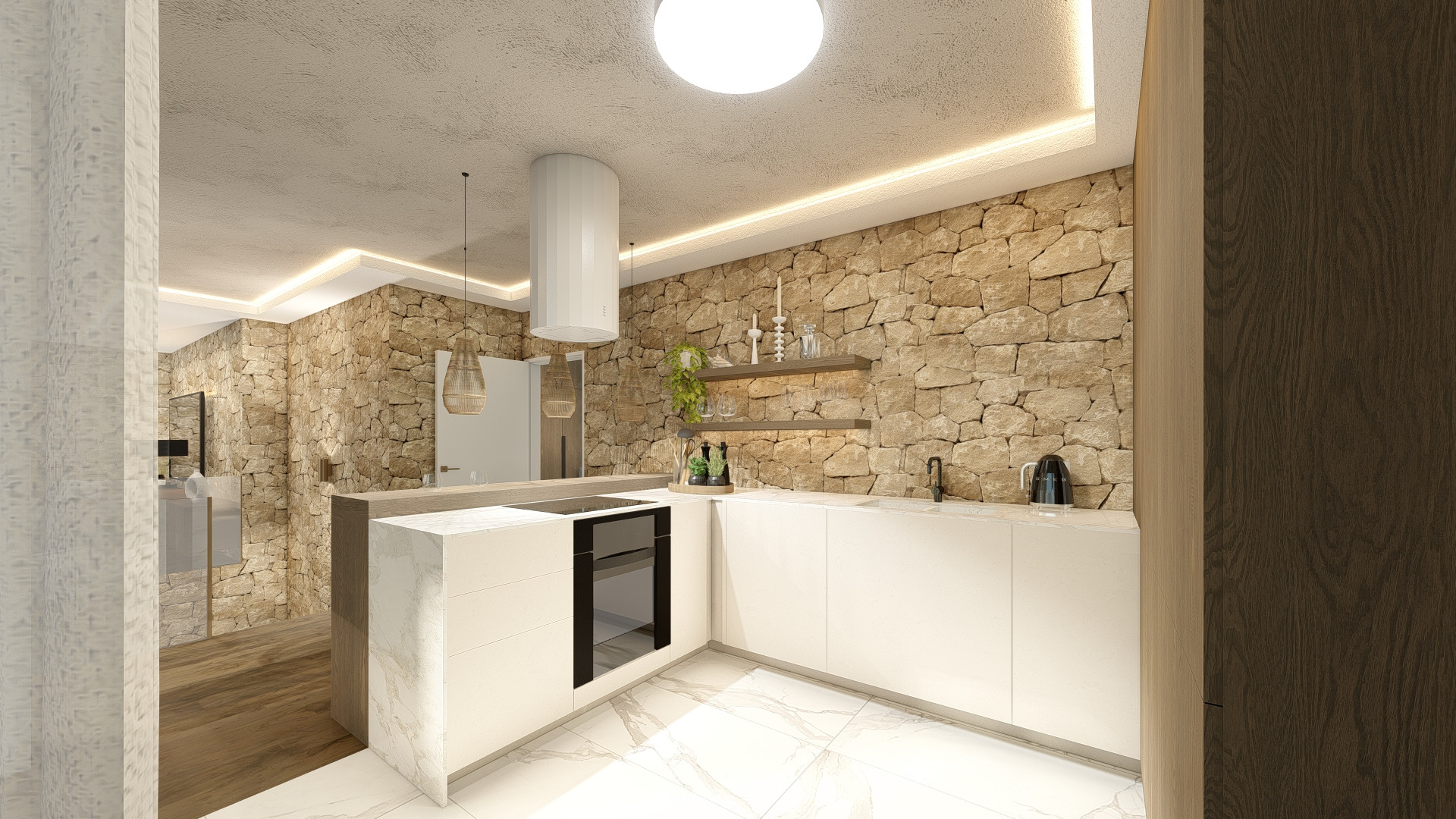 Pool area in villa for sale in Altea