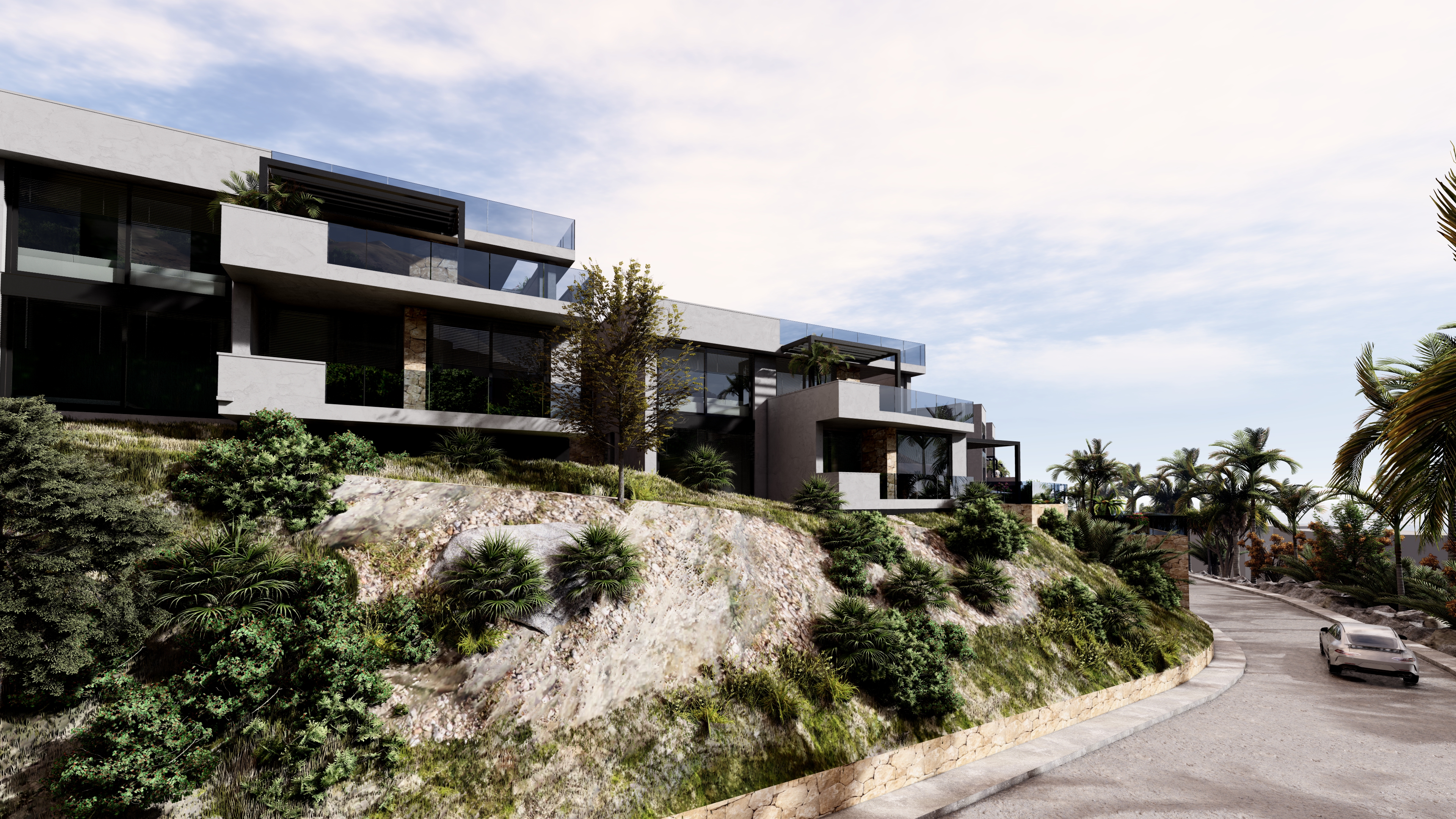 Pool area in villa for sale in Altea