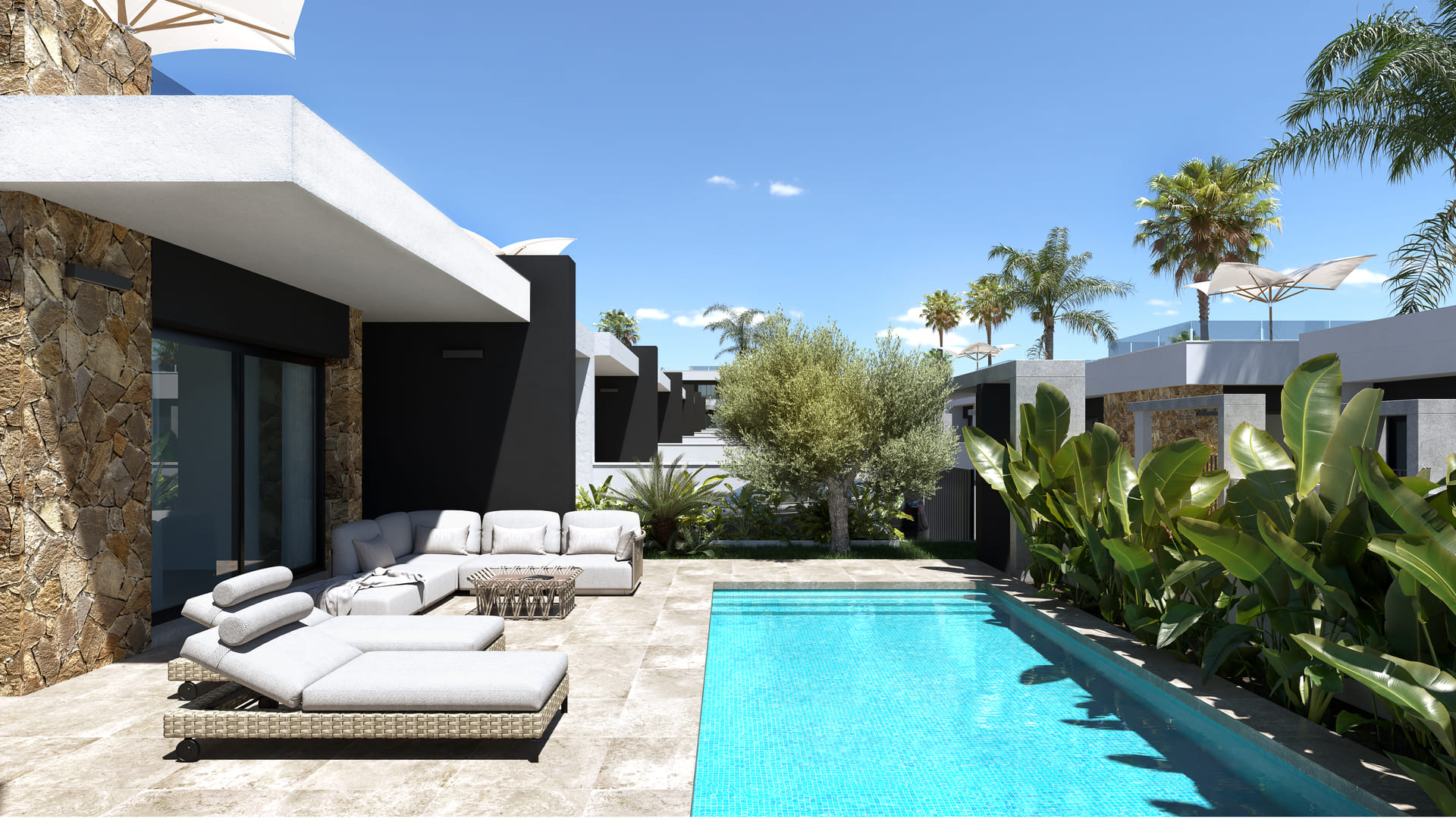 Pool area in villa for sale in Ciudad Quesada