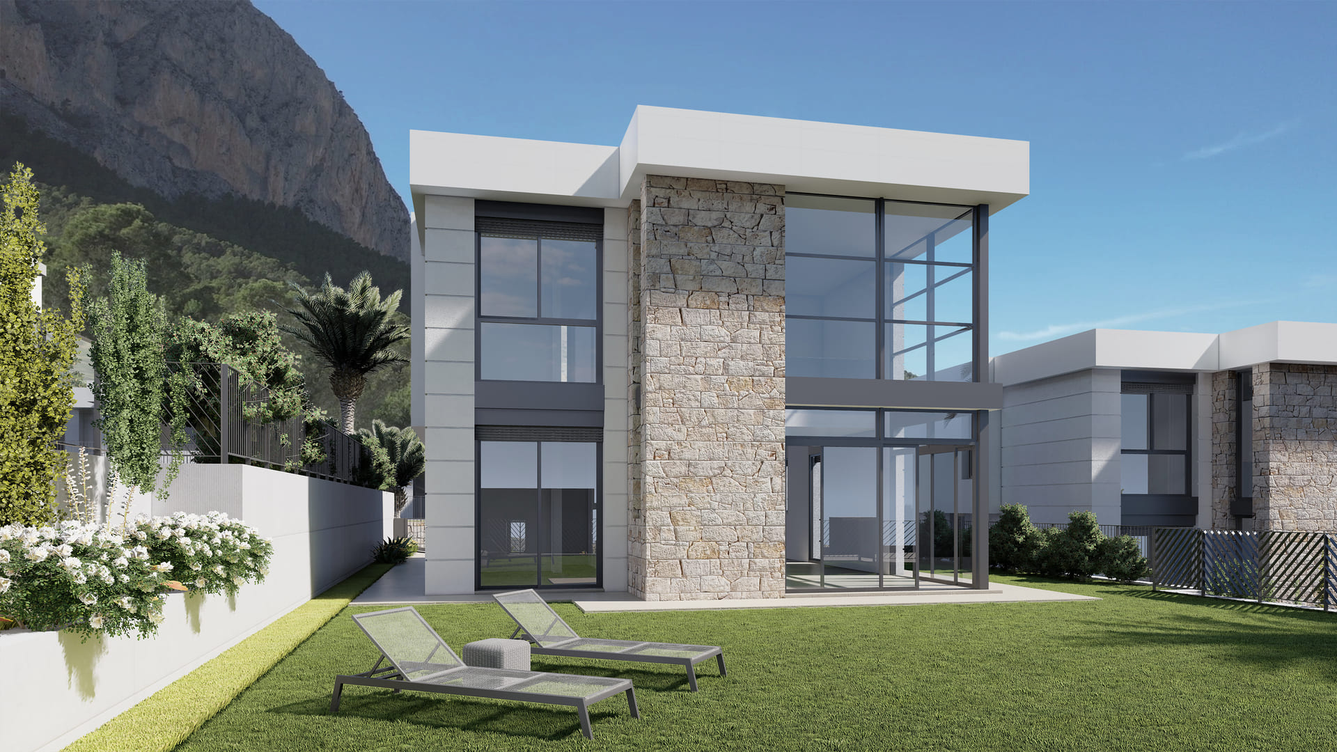 Pool area in villa for sale in Polop