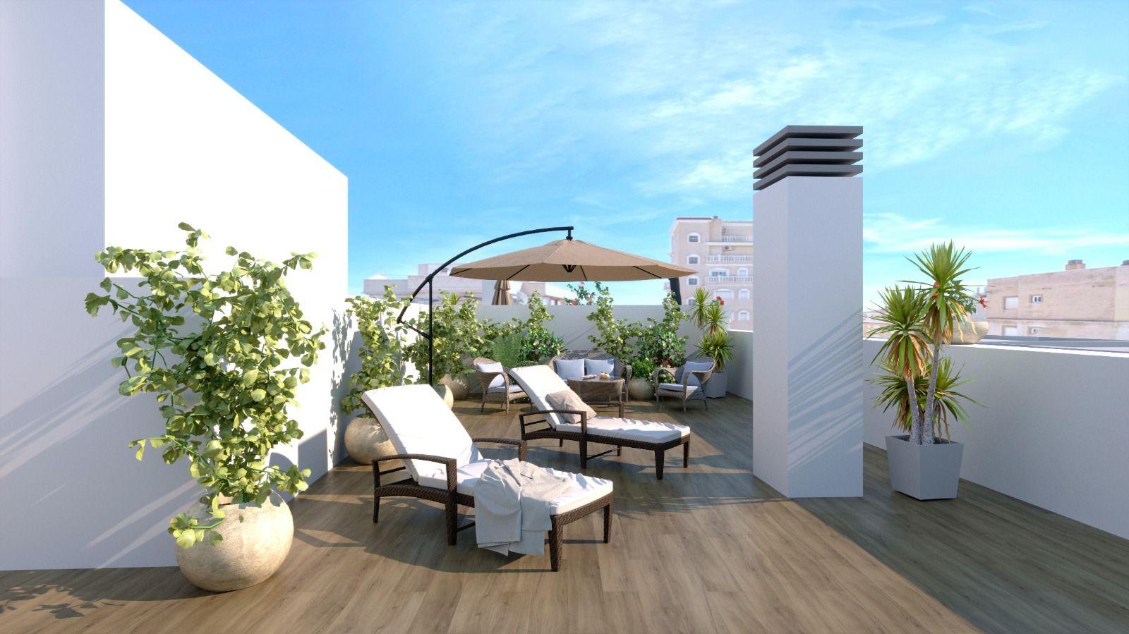 Pool area in penthouse for sale in Torrevieja