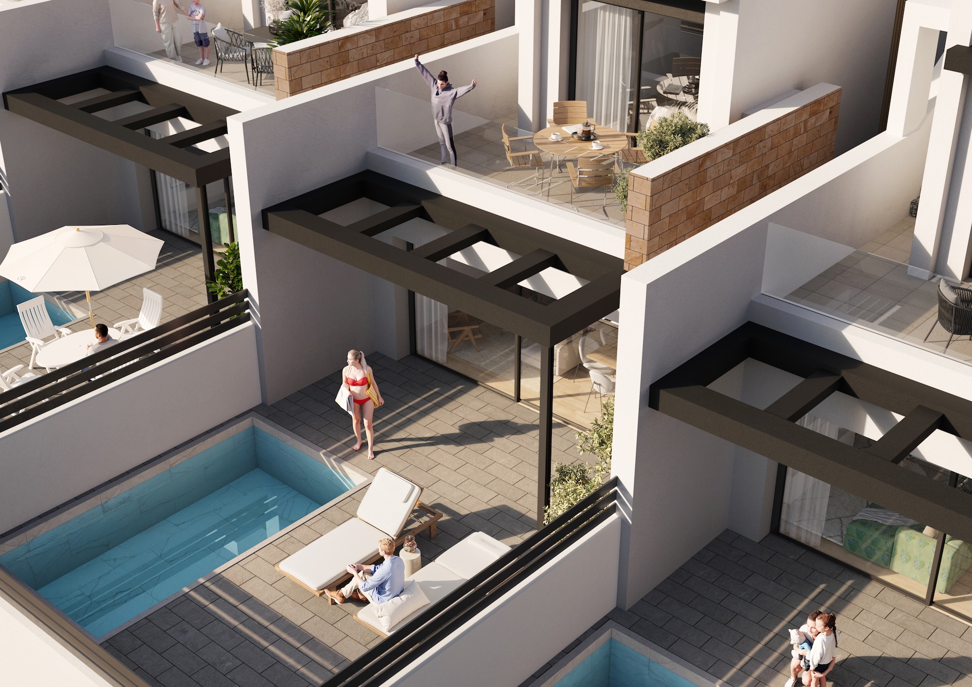 Pool area in terraced for sale in Torrevieja