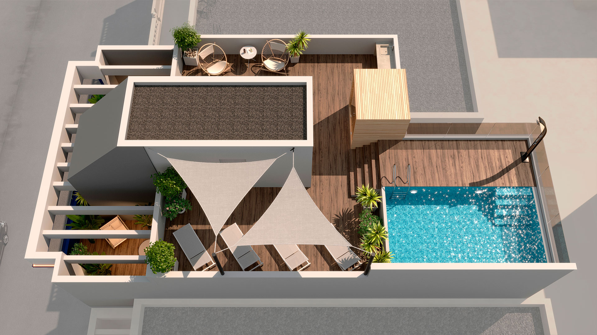 Pool area in penthouse for sale in Torrevieja