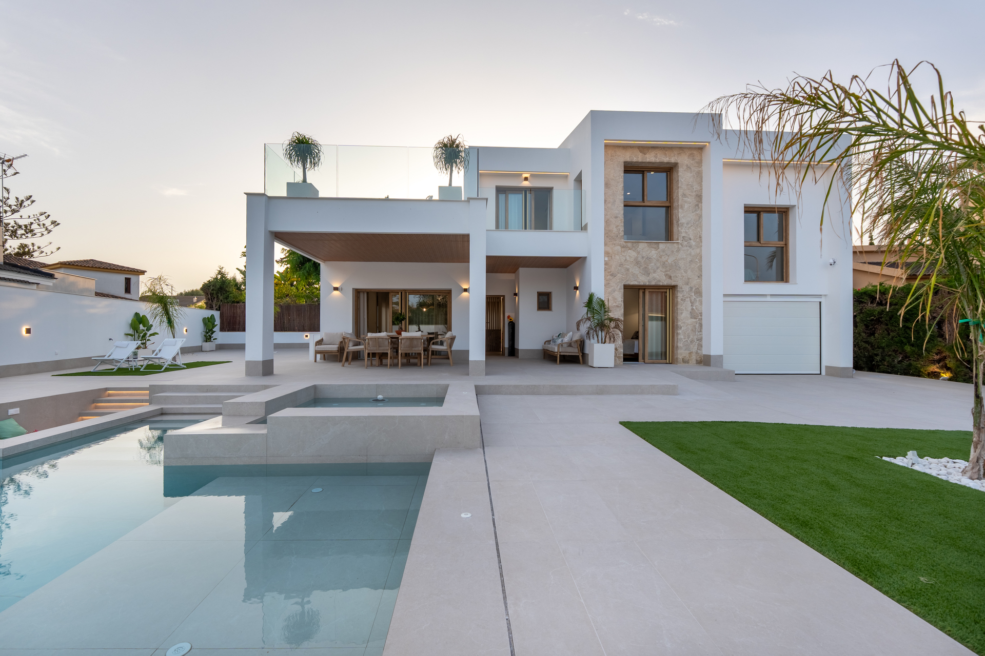 Pool area in villa for sale in Orihuela Costa