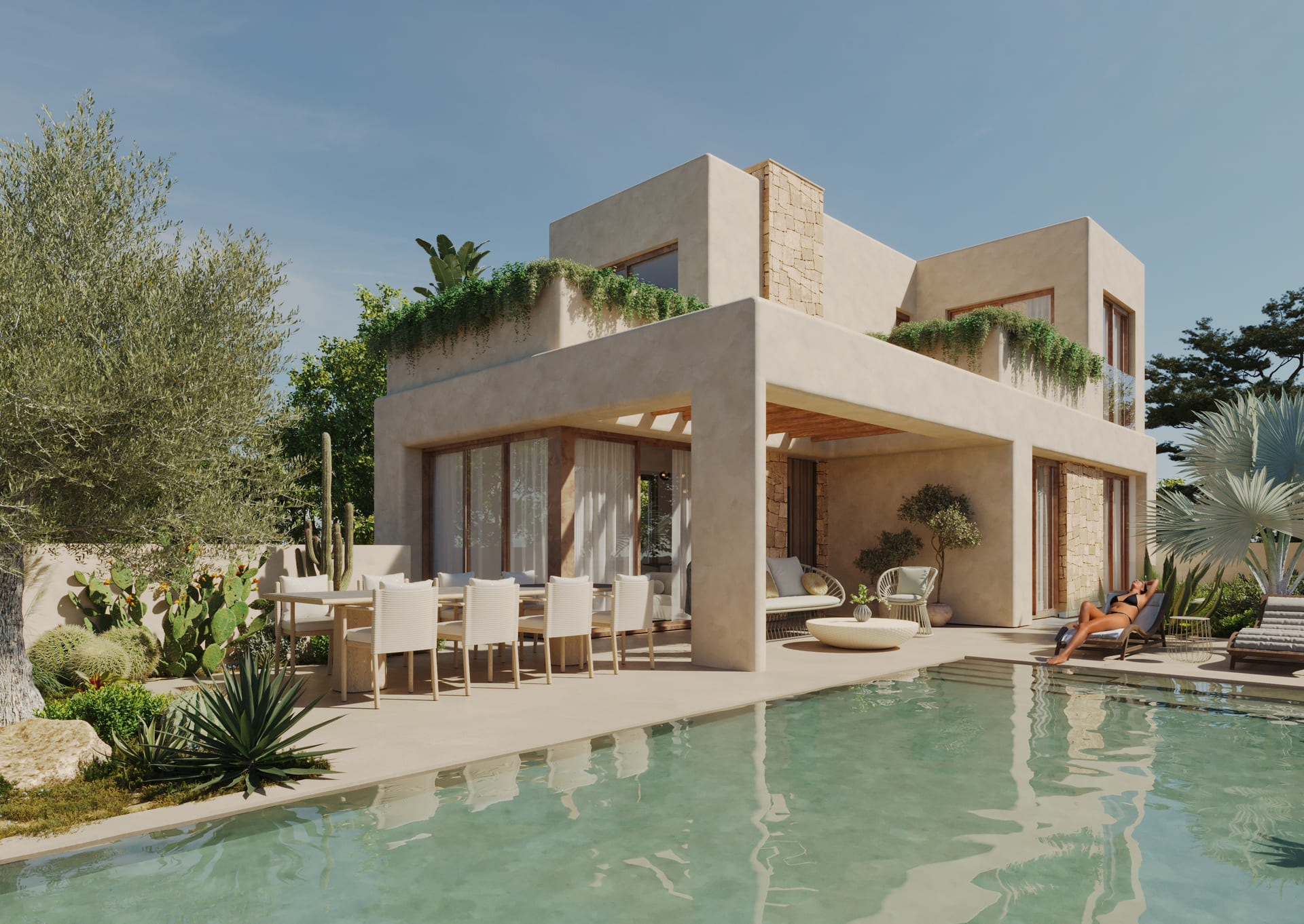 Pool area in villa for sale in Finestrat