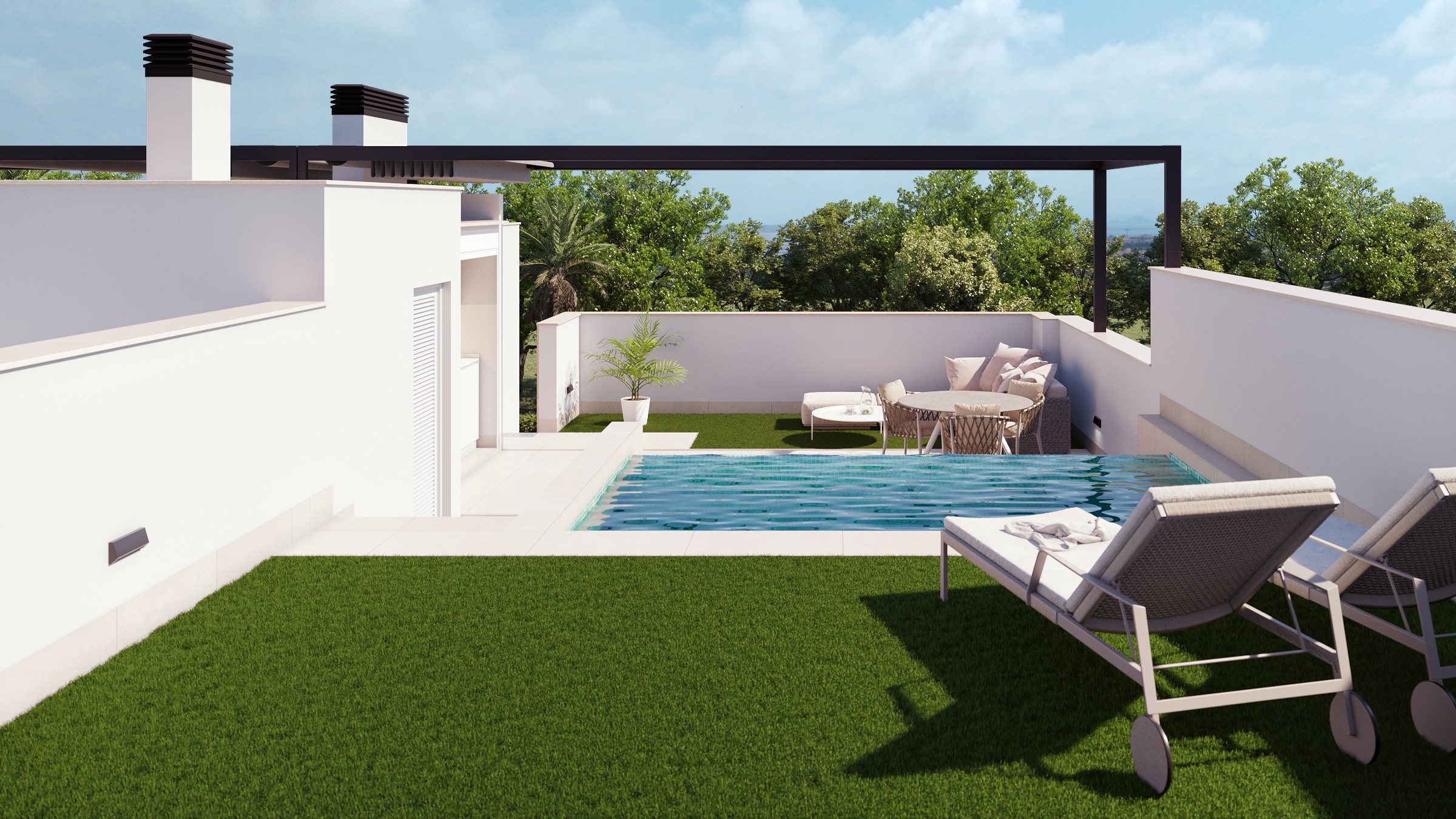 Pool area in villa for sale in Pilar de la Horadada