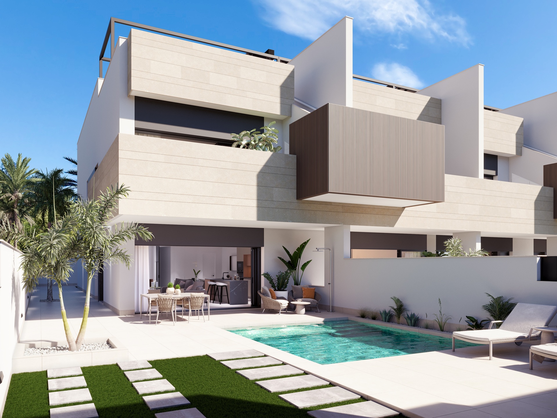 Pool area in villa for sale in Pilar de la Horadada