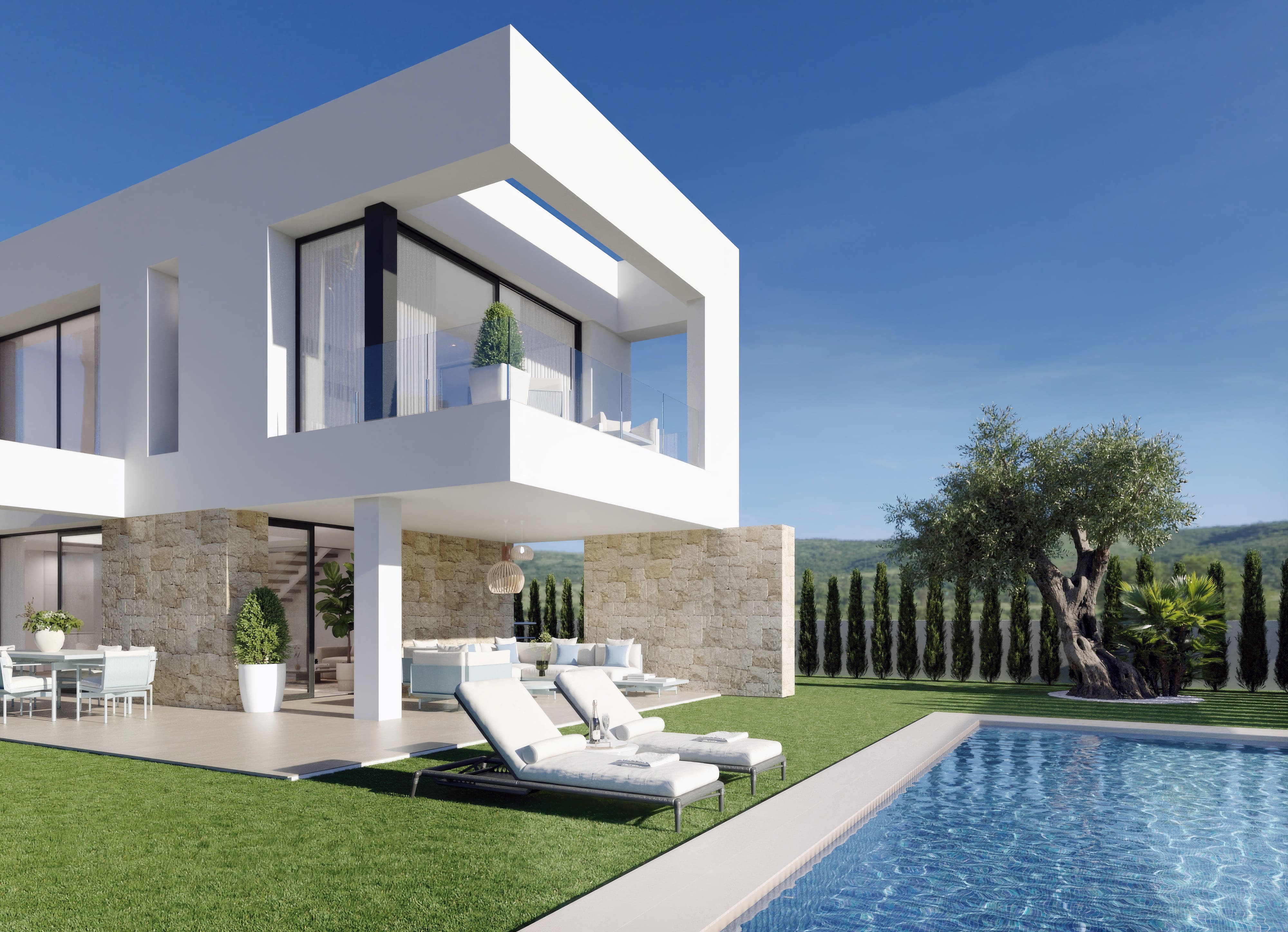 Pool area in villa for sale in Finestrat