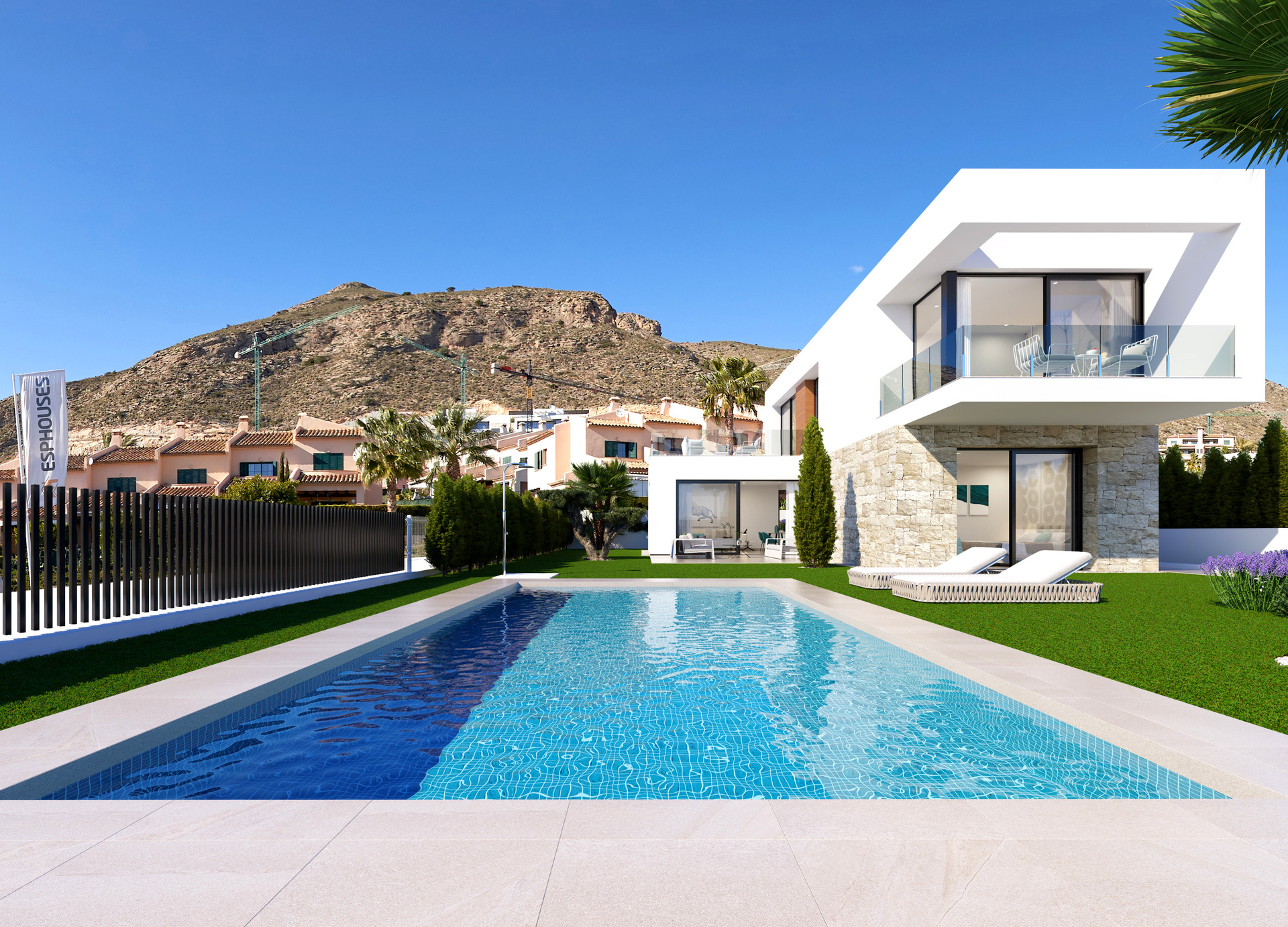 Pool area in villa for sale in Finestrat