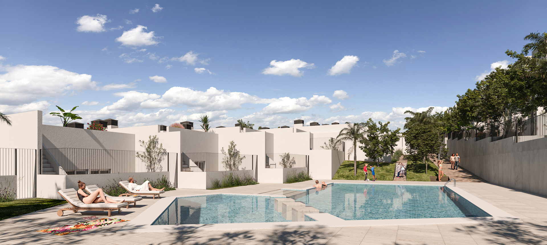 Pool area in terraced for sale in Monforte del Cid