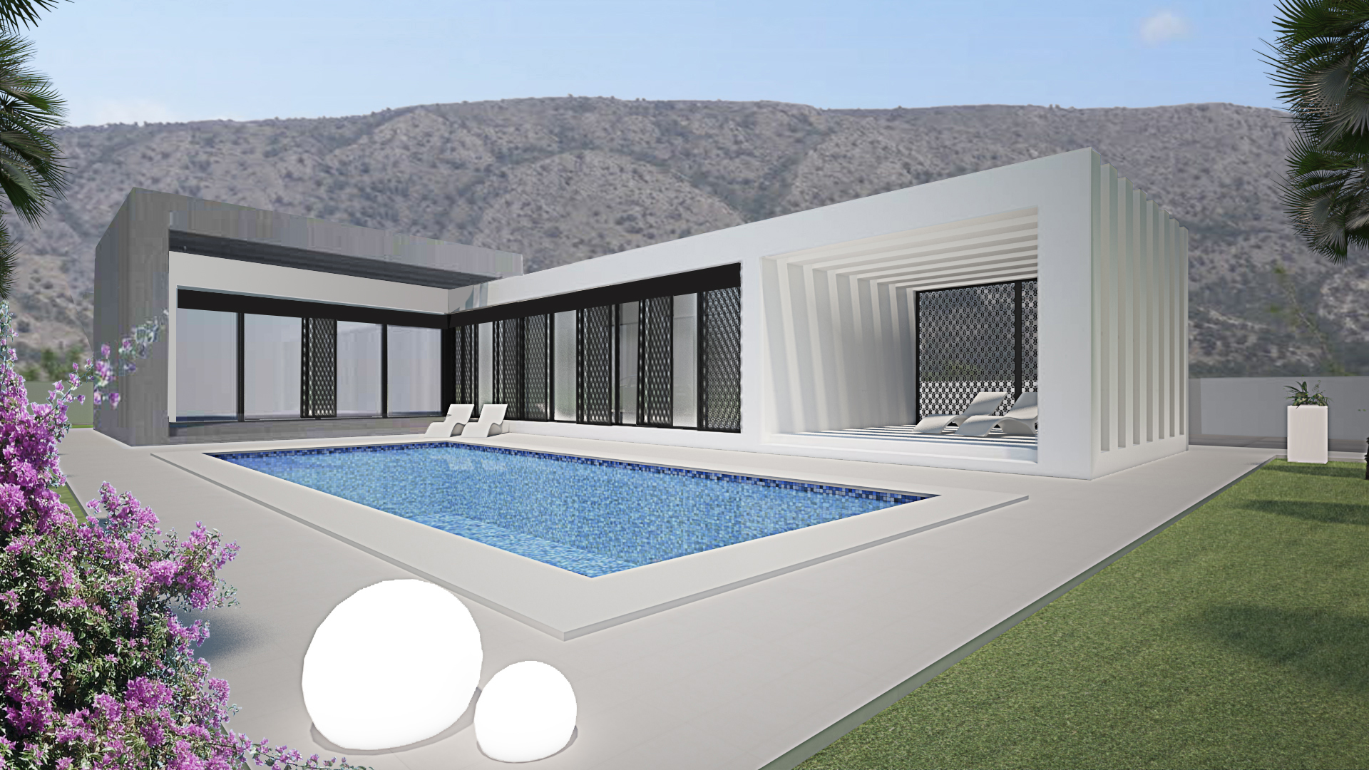 Pool area in villa for sale in Pinoso
