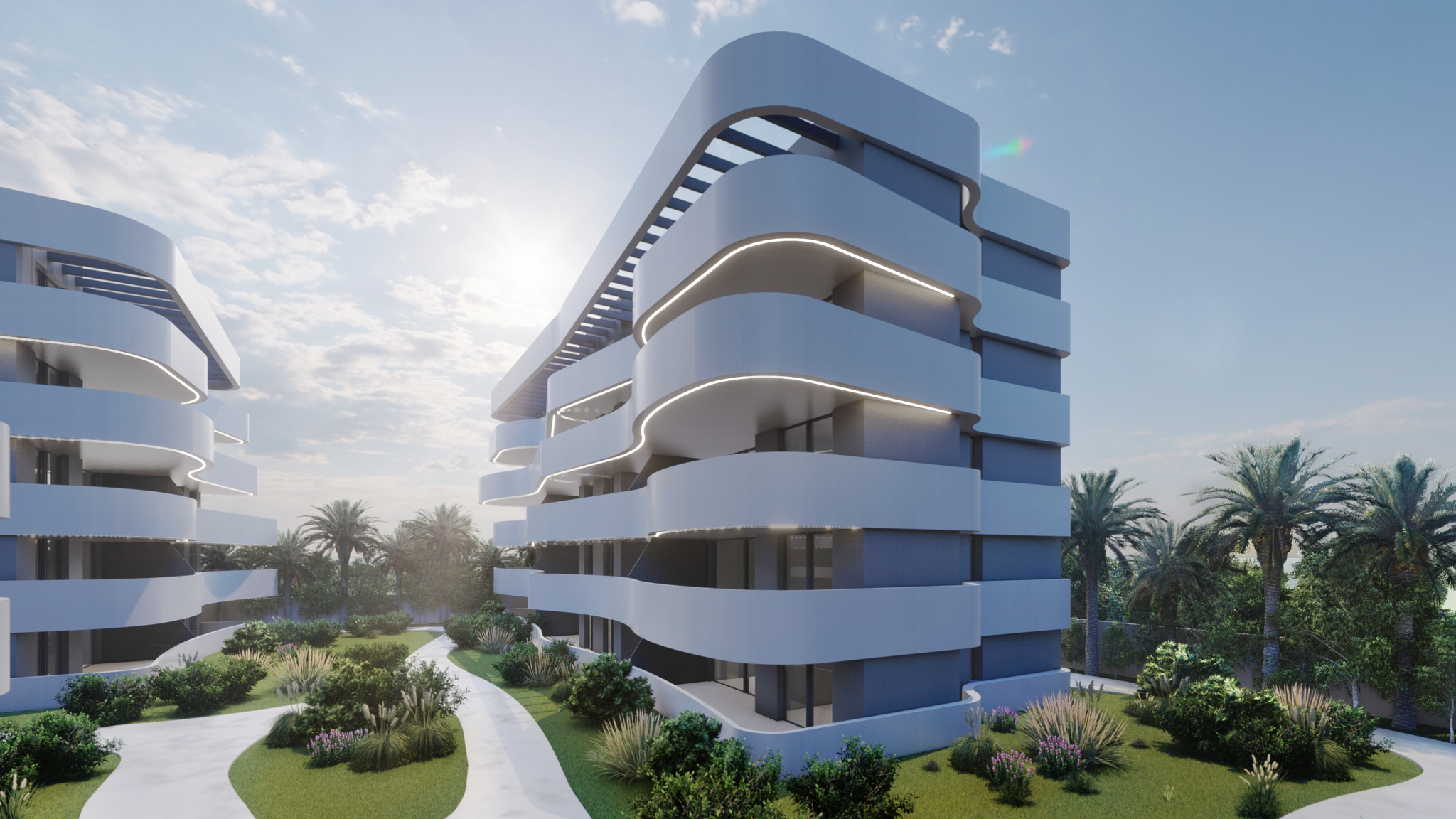 Pool area in penthouse for sale in Guardamar del Segura