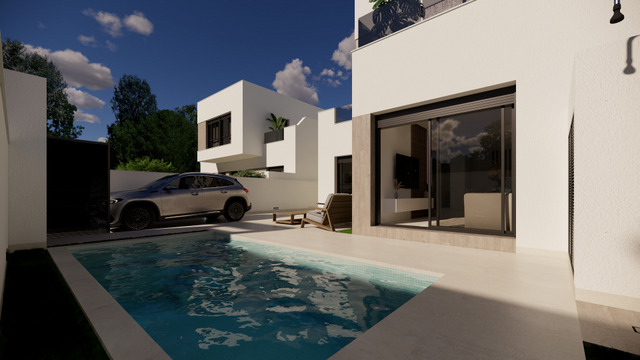 Pool area in terraced for sale in San Fulgencio