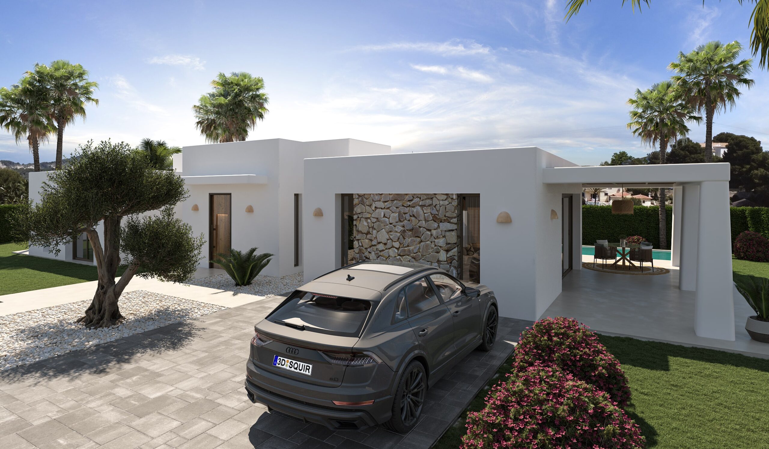 Pool area in villa for sale in Jávea