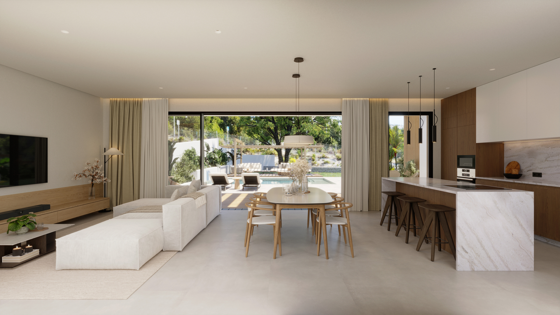 Pool area in villa for sale in Finestrat