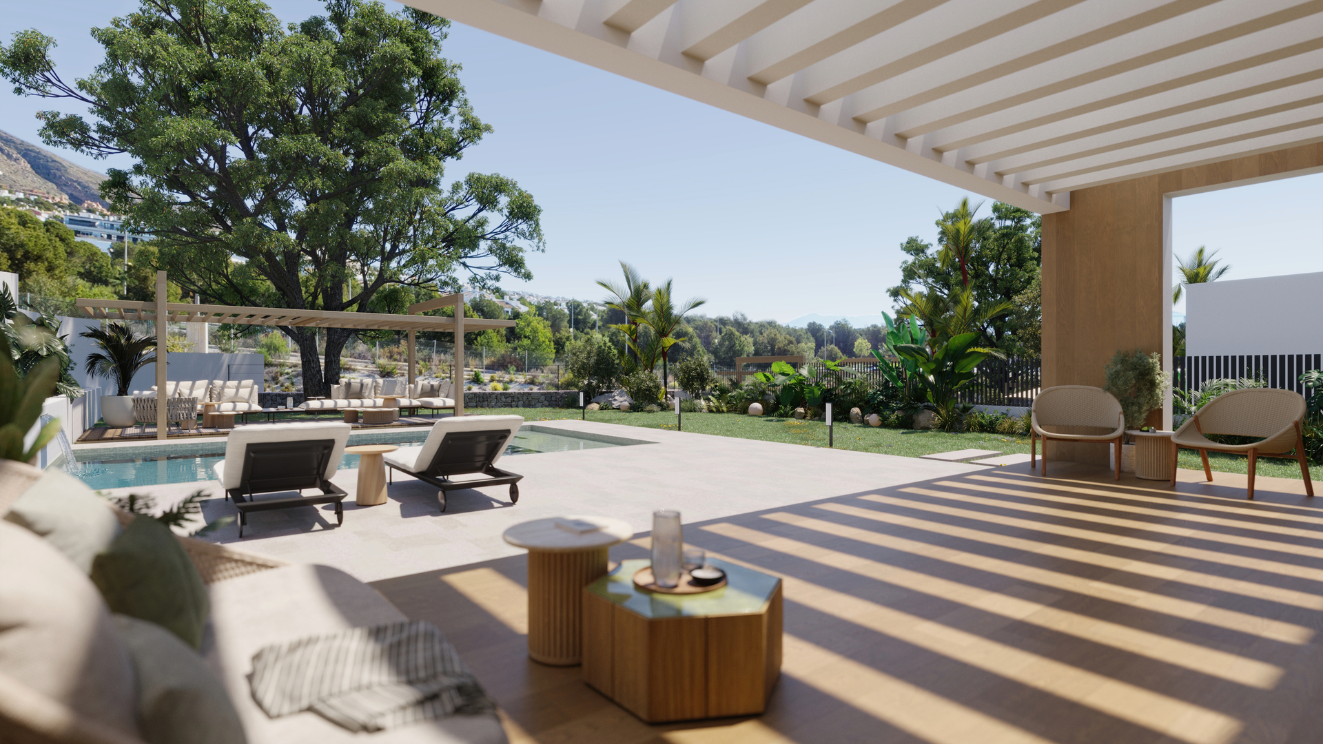 Pool area in villa for sale in Finestrat