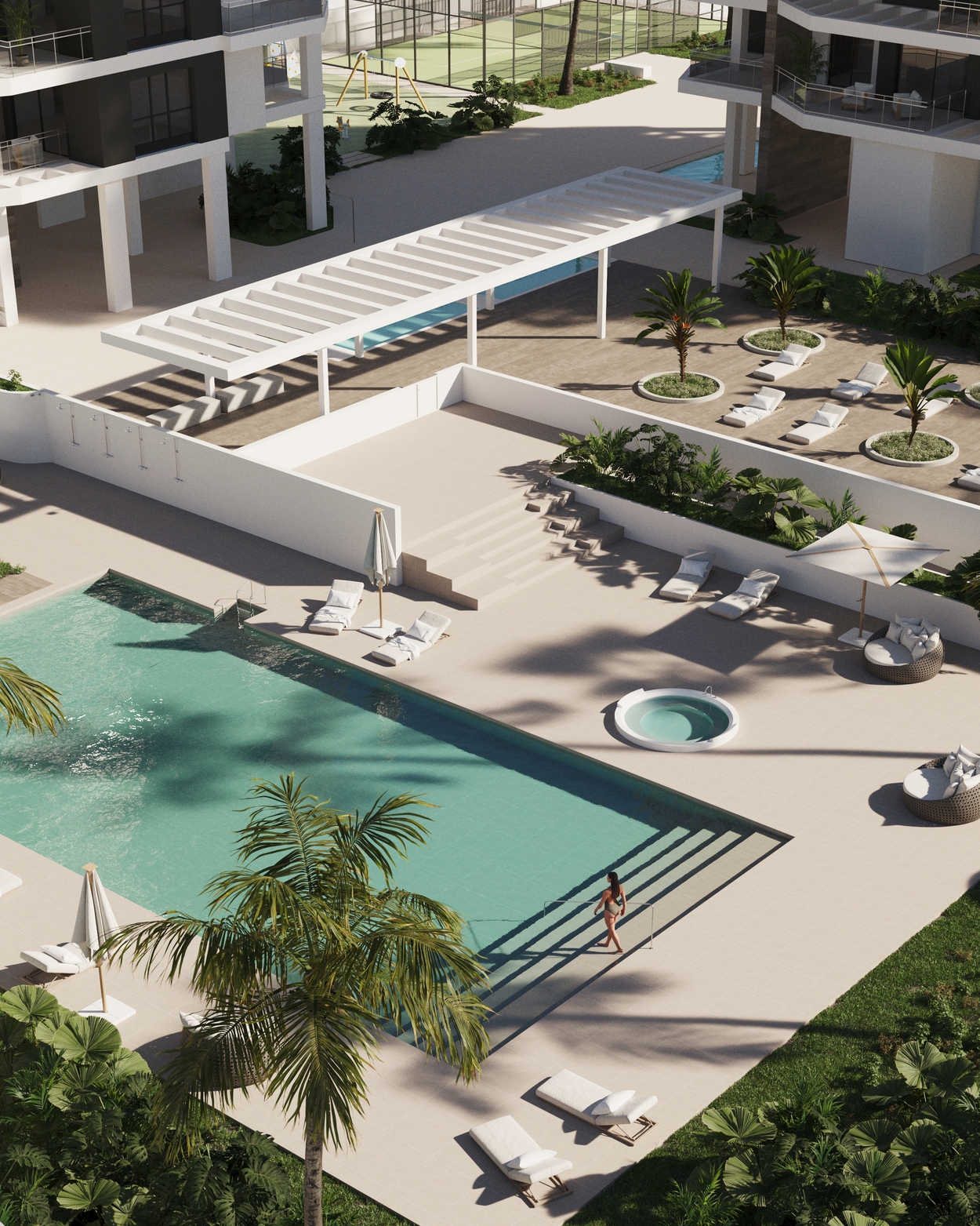 Pool area in apartment for sale in Calpe