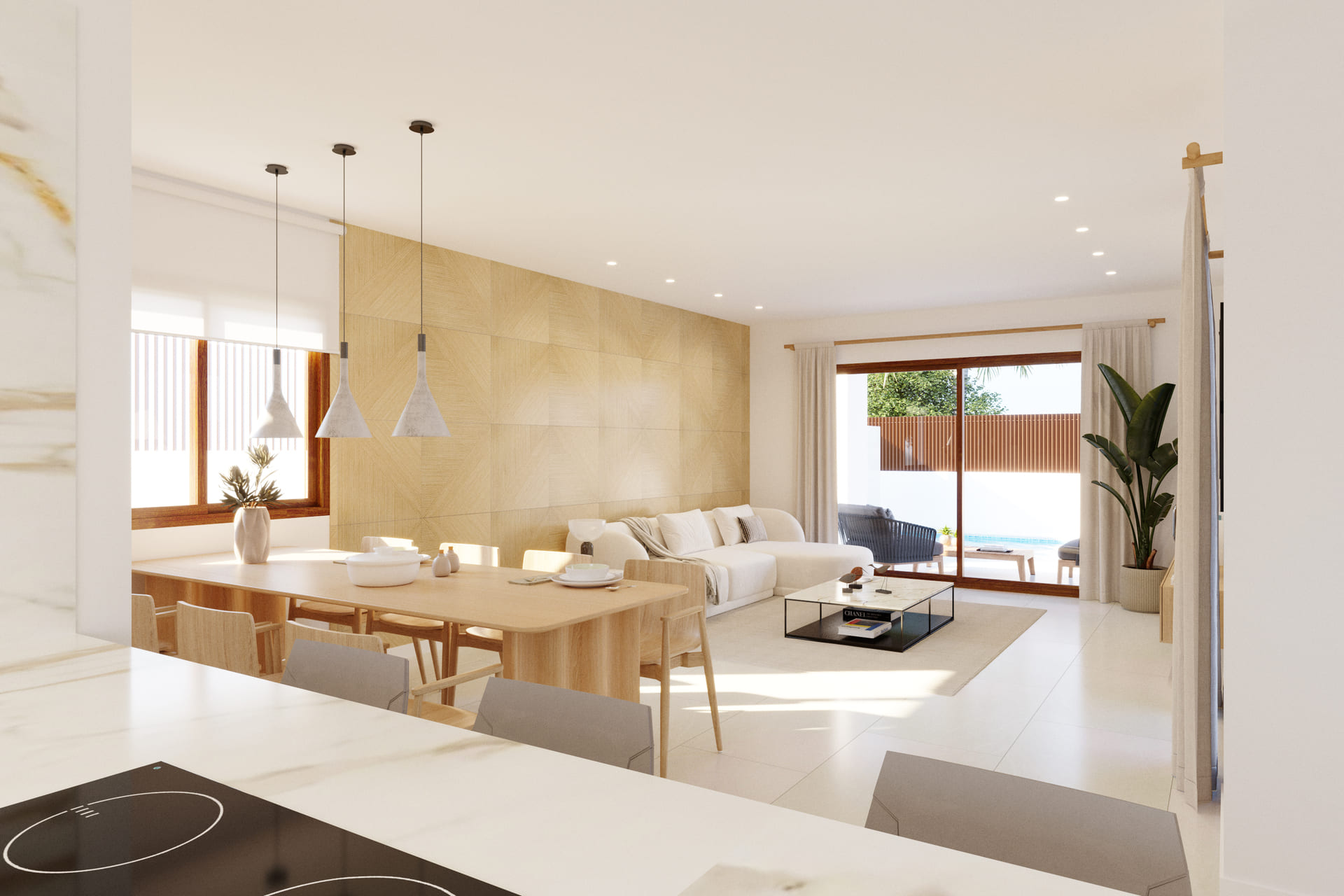 Pool area in villa for sale in Orihuela Costa