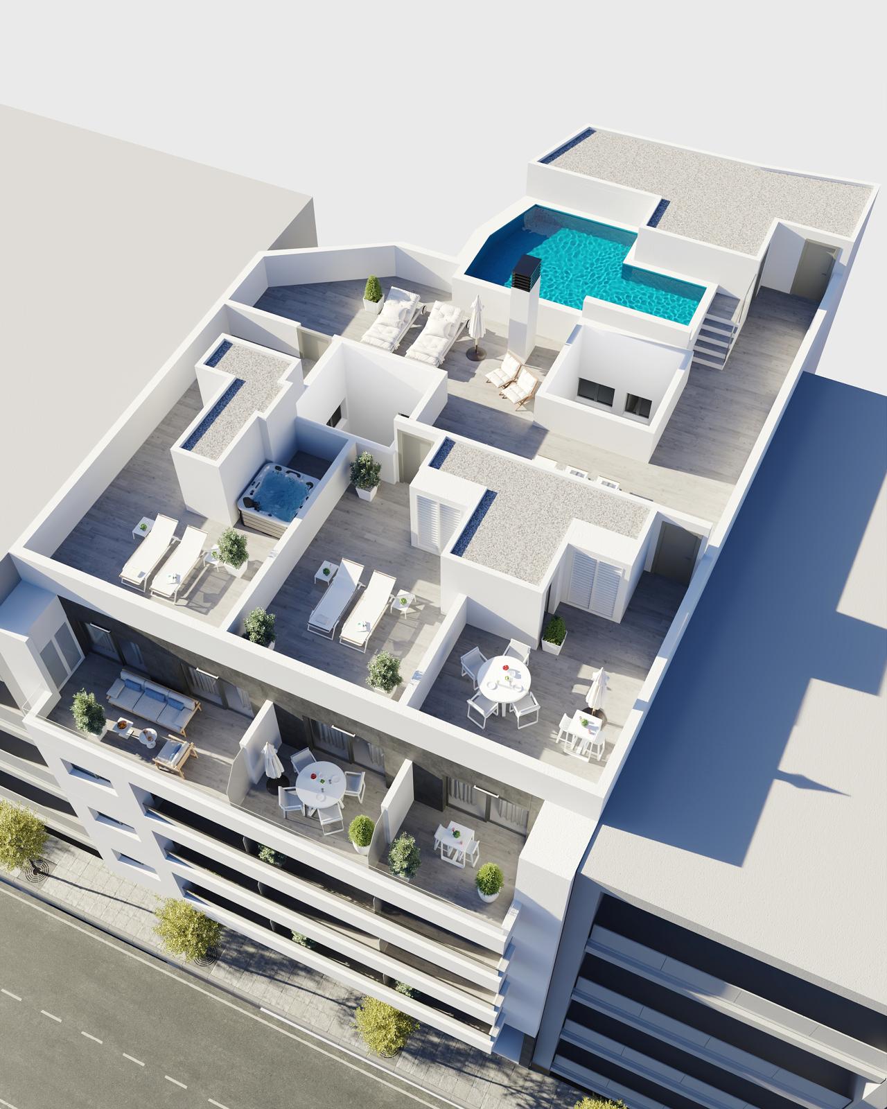 Master bedroom in penthouse for sale in Torrevieja