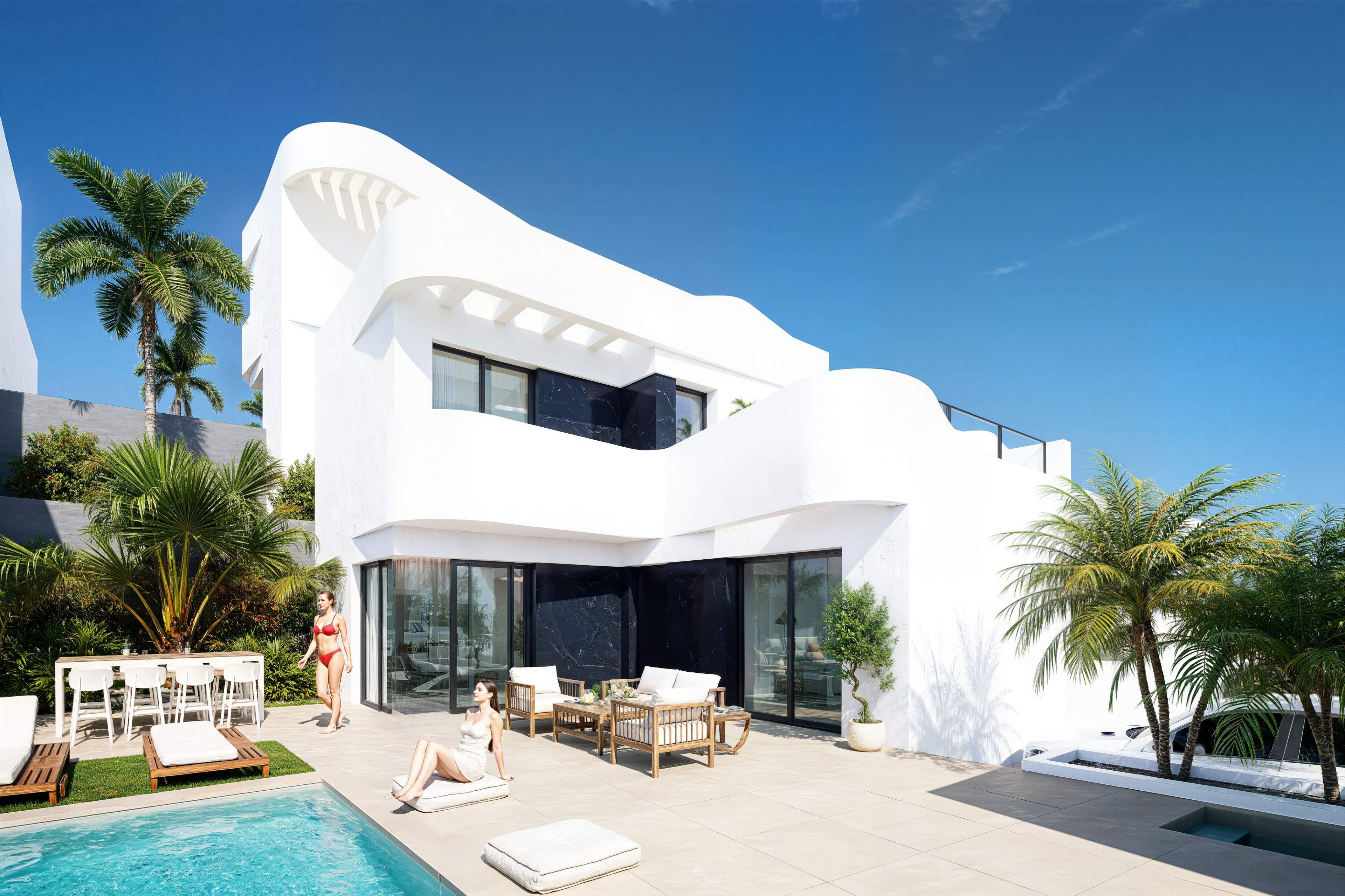 Pool area in villa for sale in Algorfa