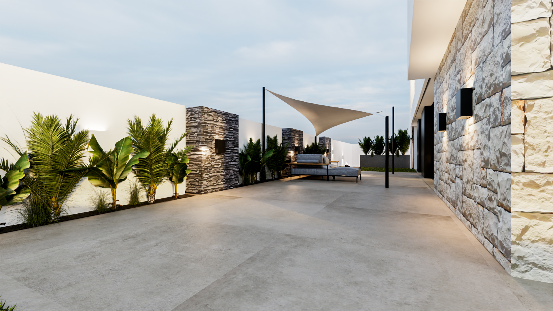 Pool area in villa for sale in Orihuela Costa