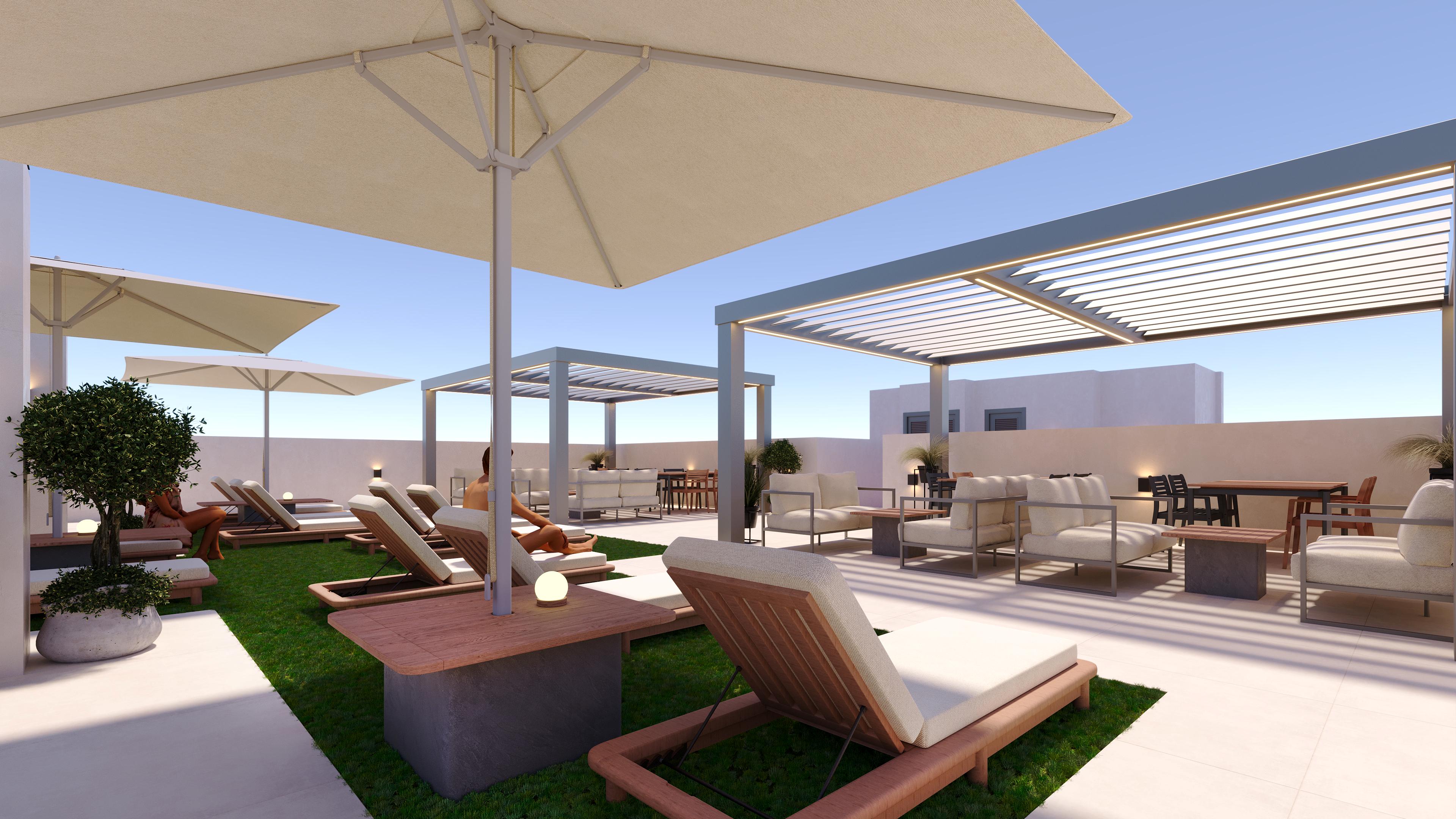 Pool area in apartment for sale in San Miguel de Salinas
