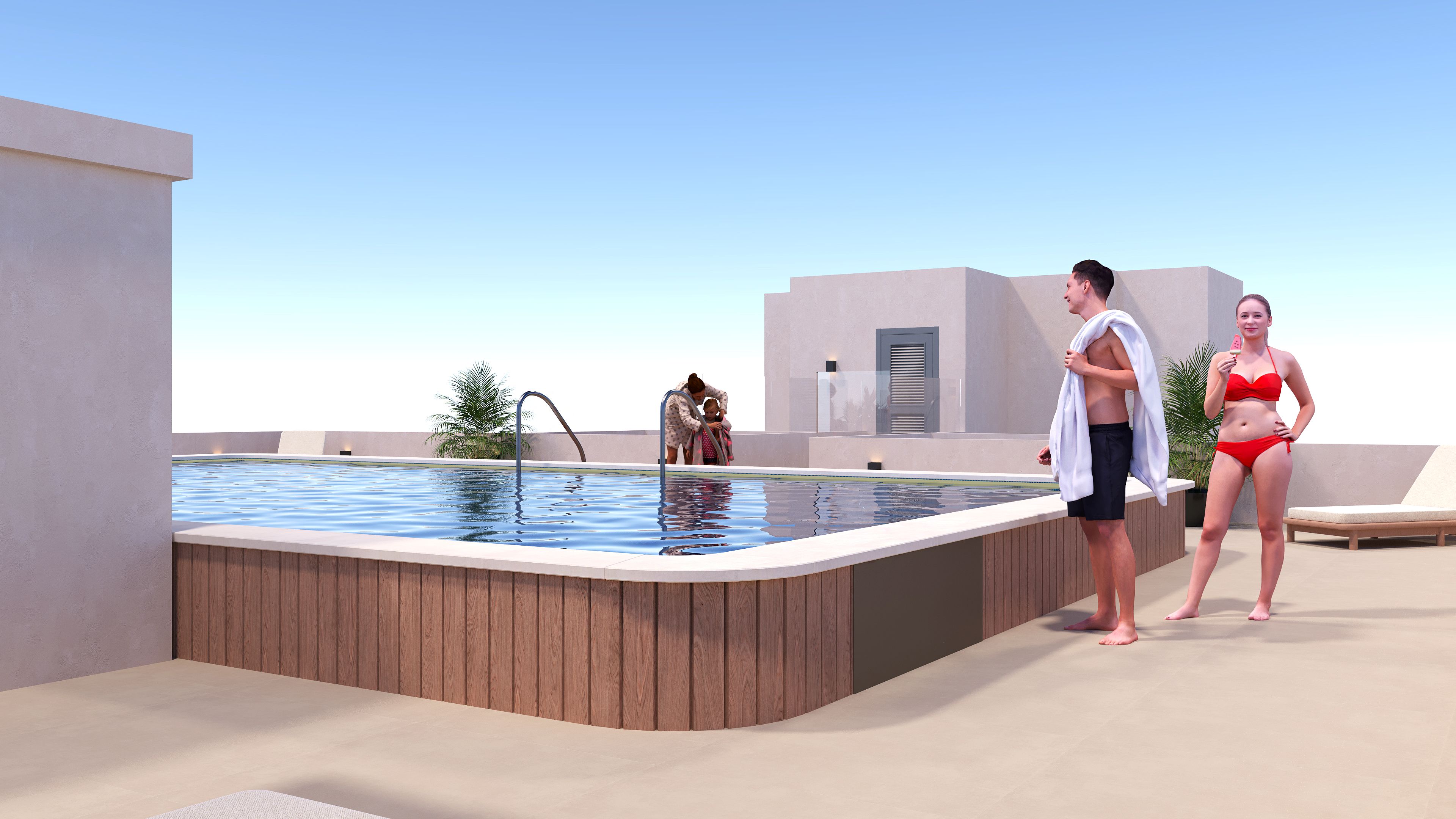 Pool area in apartment for sale in San Miguel de Salinas