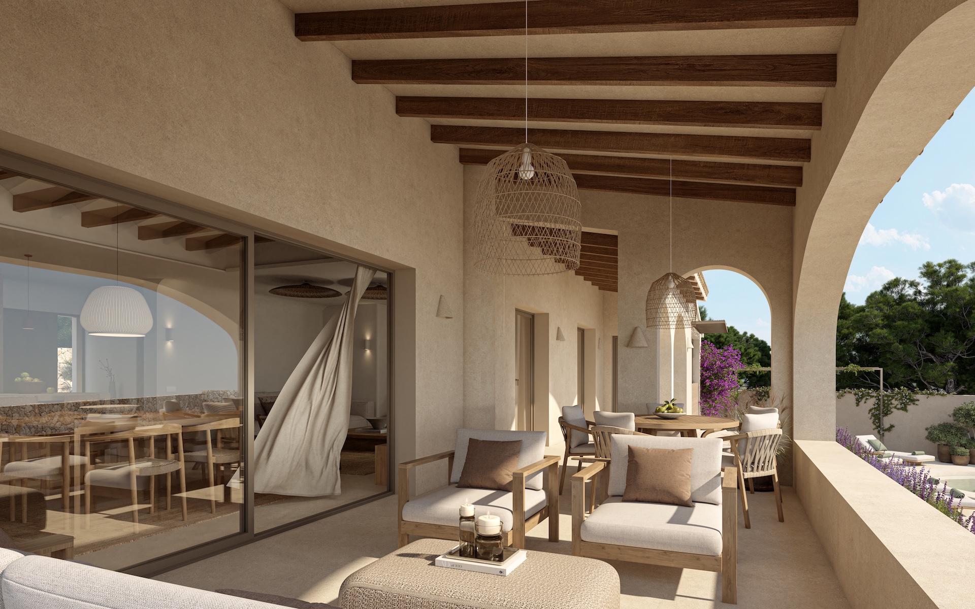 Pool area in villa for sale in Benissa