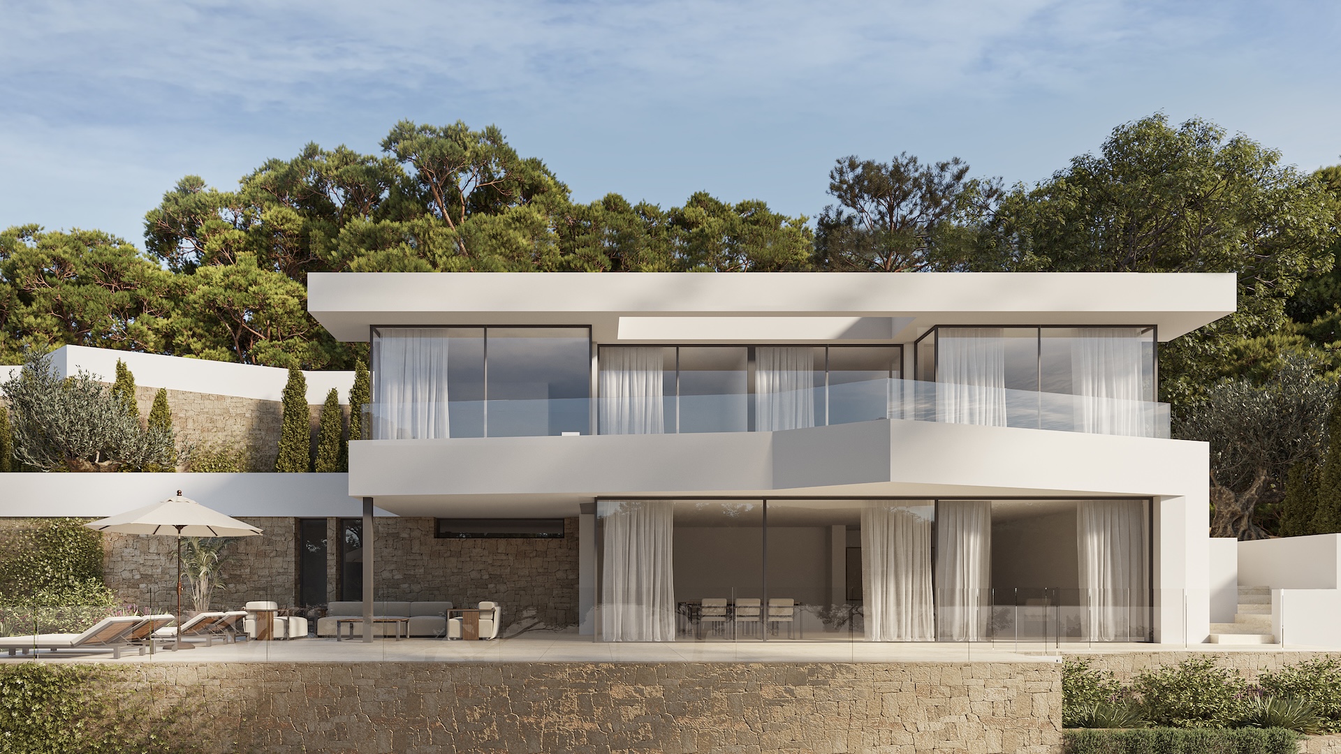 Pool area in villa for sale in Calpe