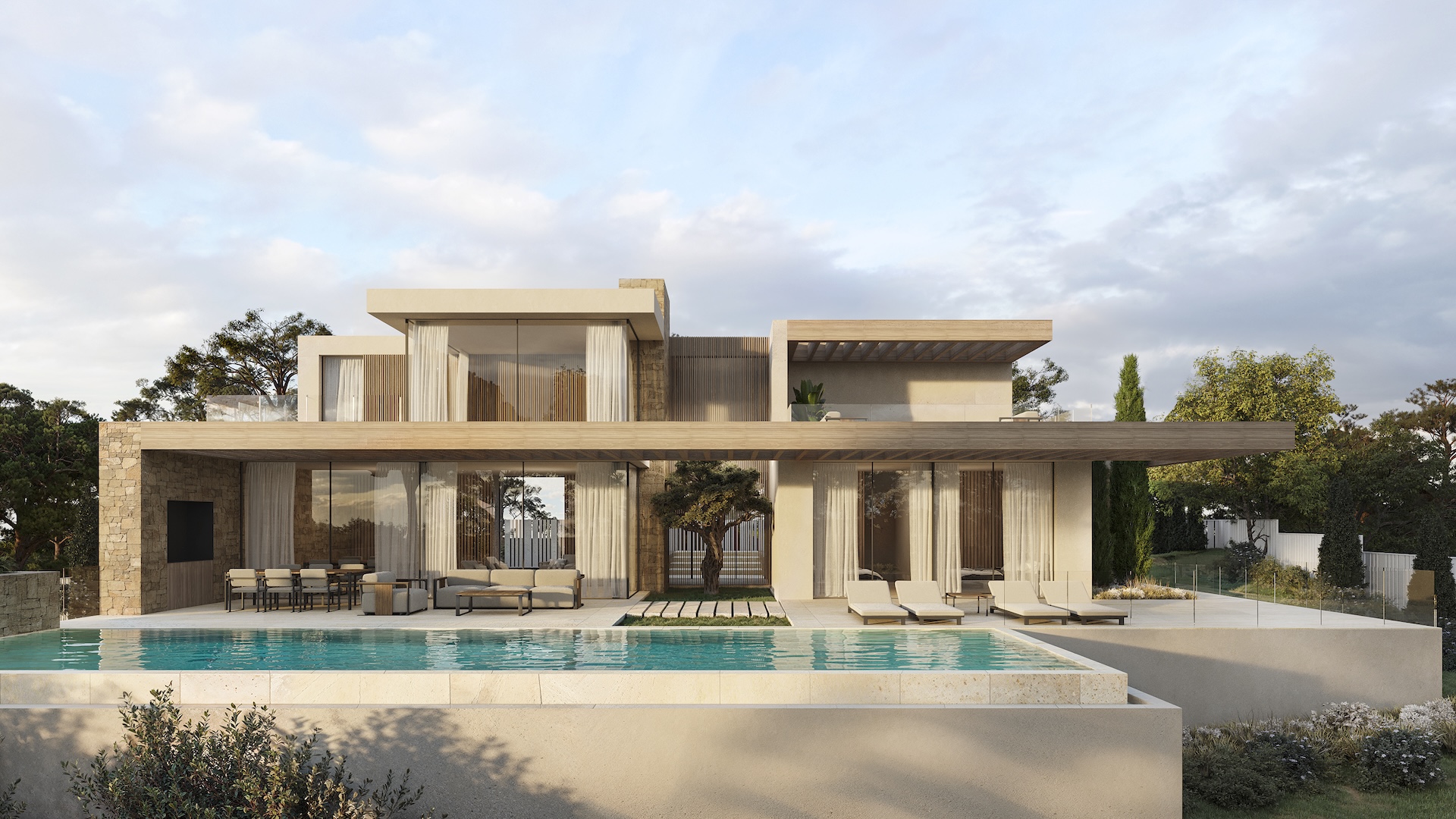Pool area in villa for sale in Benissa