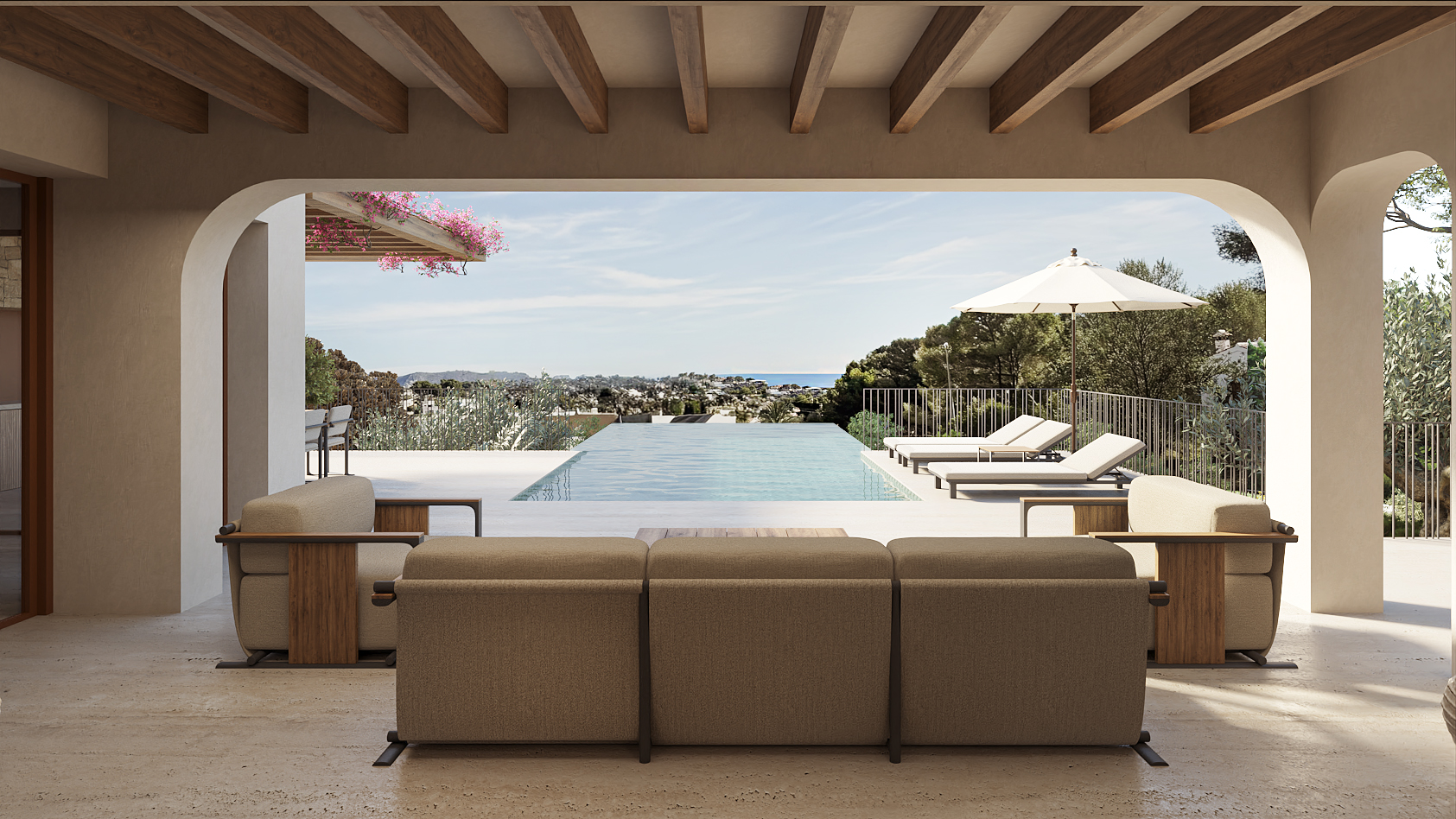 Pool area in villa for sale in Benissa