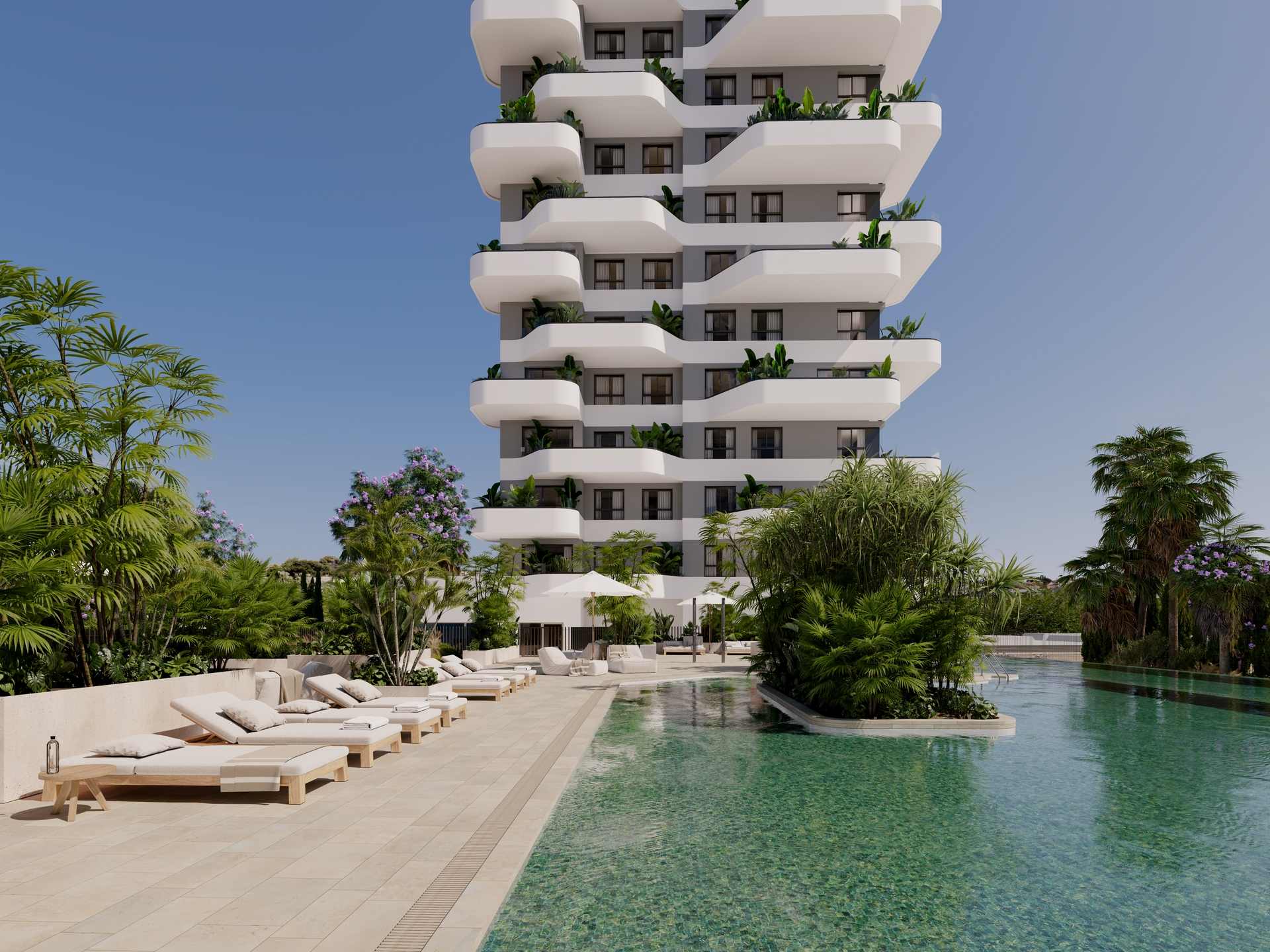 Pool area in apartment for sale in Calpe