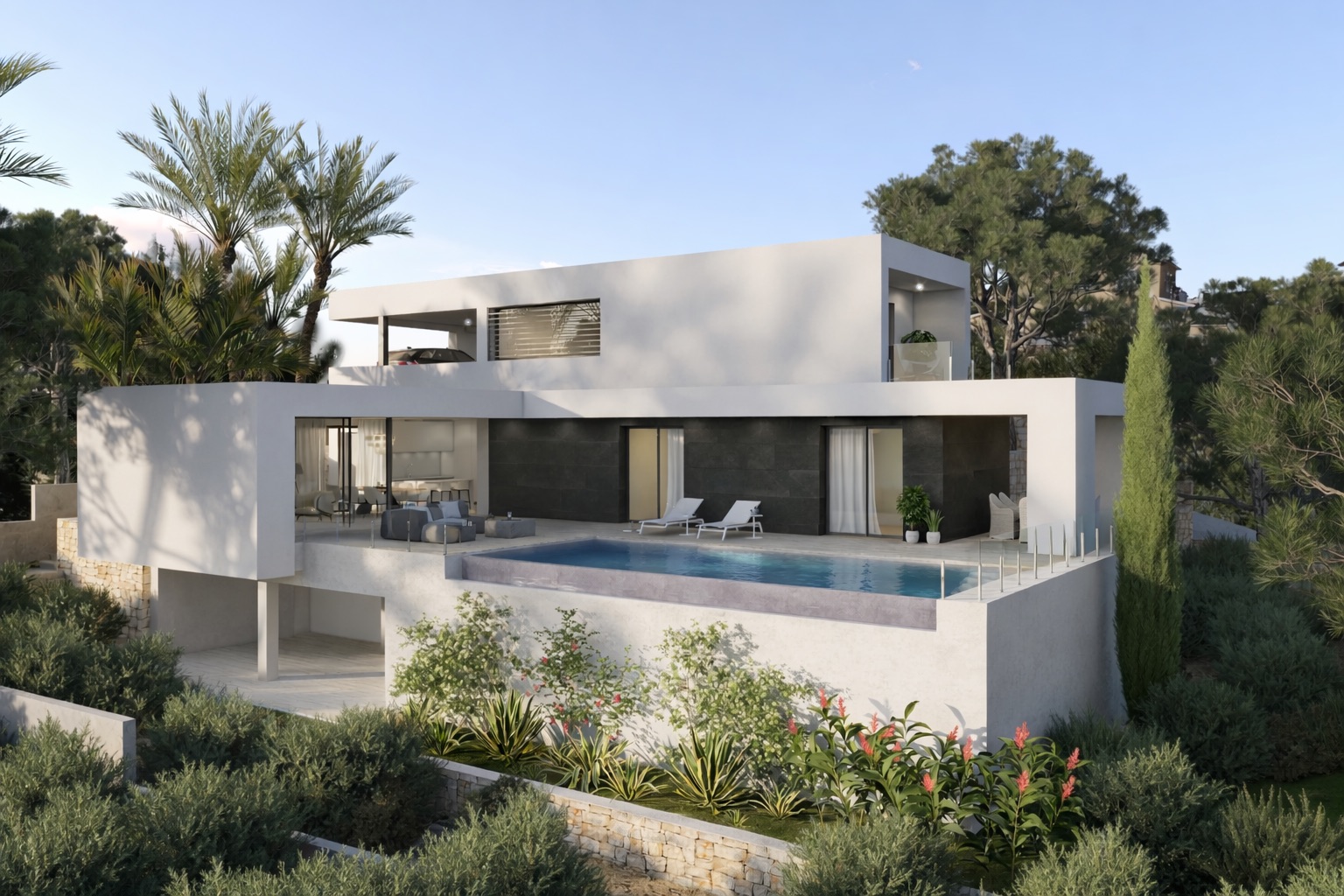 Located in the exclusive area of Cumbre del Sol, this villa offers a privileged setting with stunnin