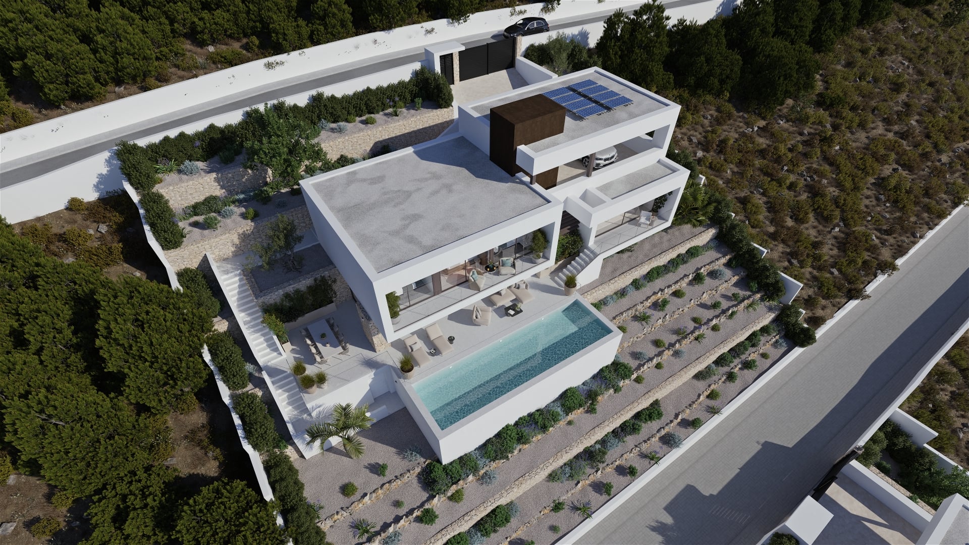 Pool area in villa for sale in Altea