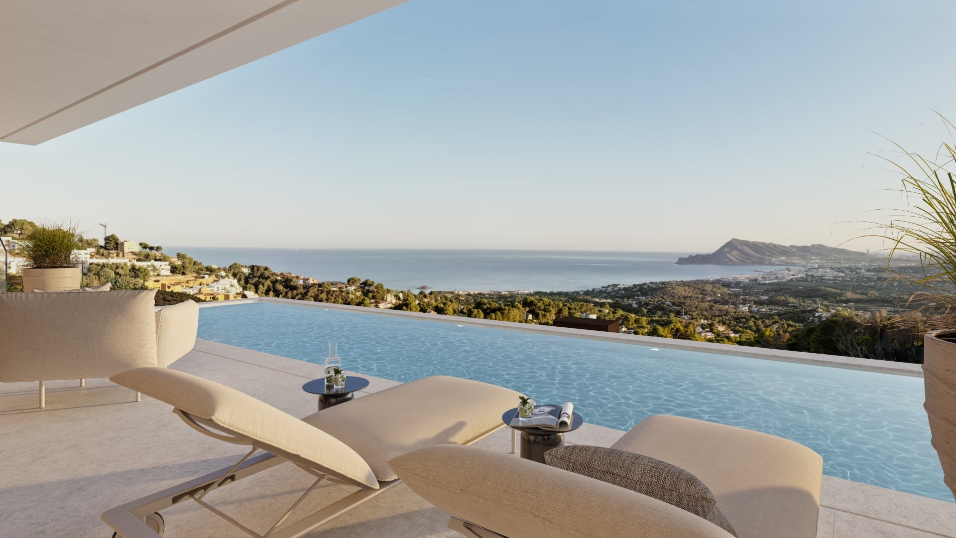 Pool area in villa for sale in Altea